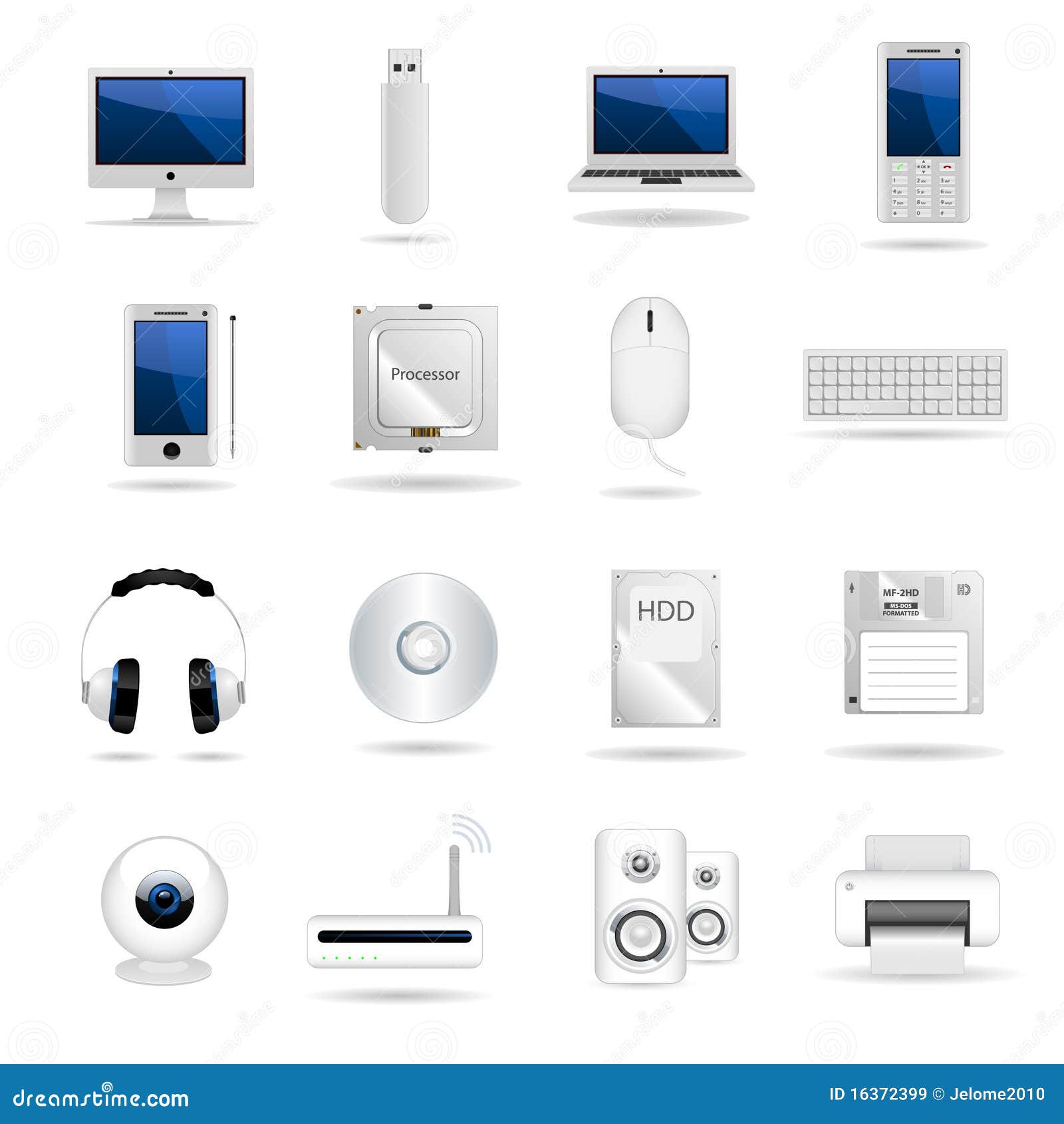 Set of Computers and Hardware Icons Stock Illustration Illustration