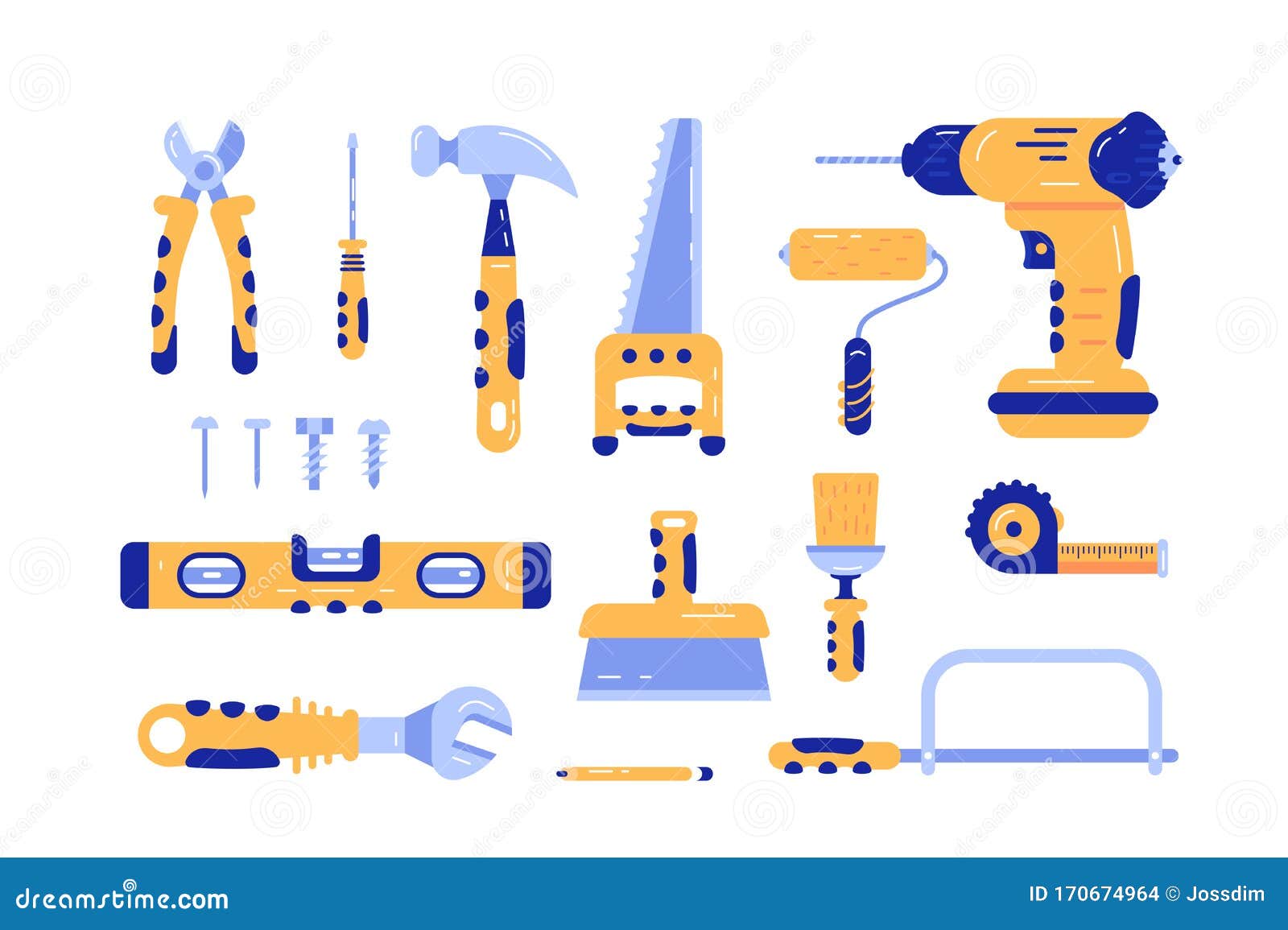Set of construction tools stock illustration. Illustration of