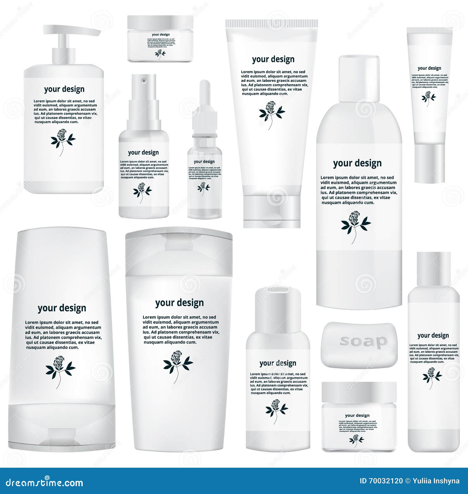 Set Of Containers For Cosmetics, Sample Design Stock Vector