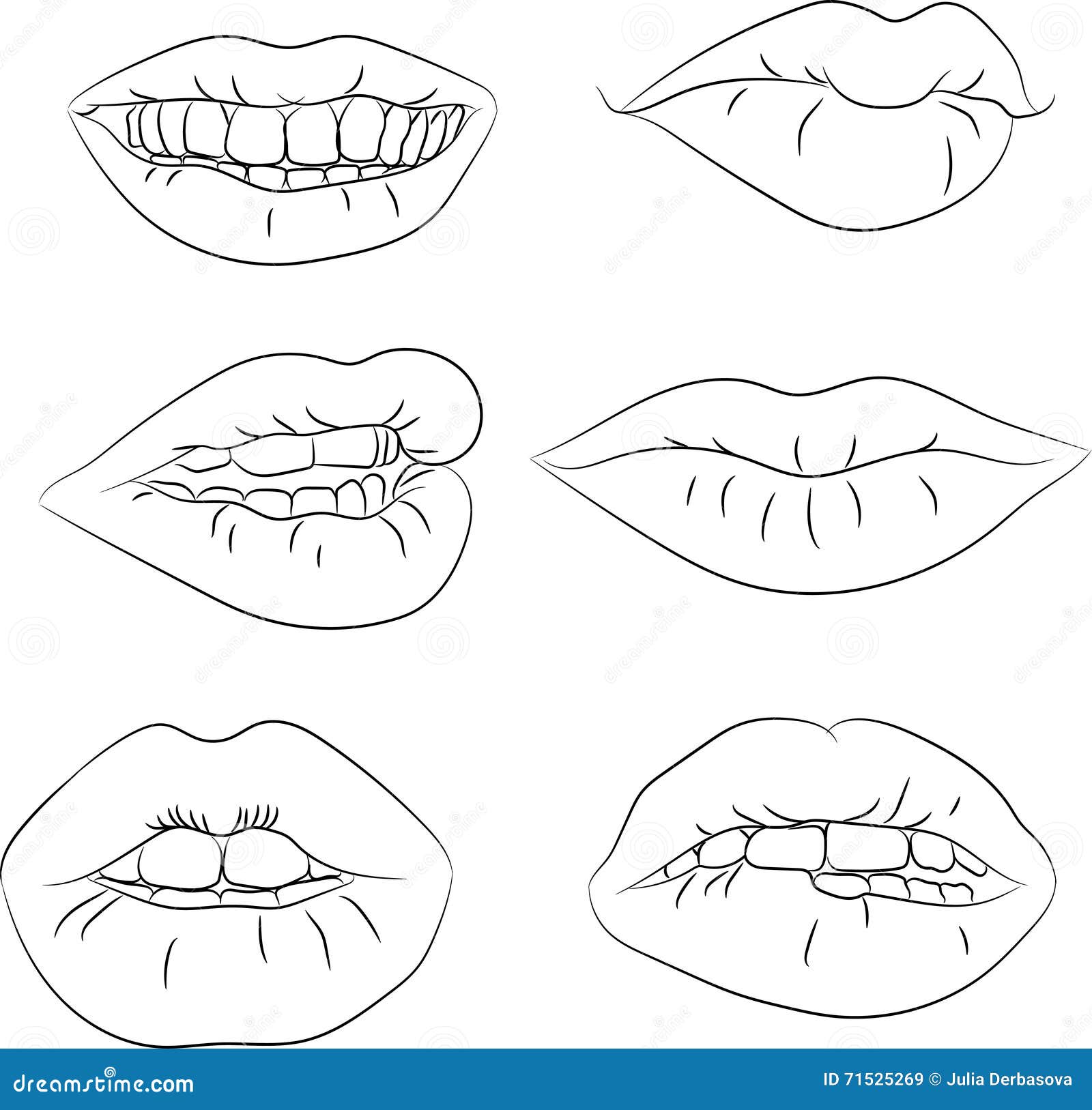 Set Contour of the Lips with Different Emotions Stock Vector