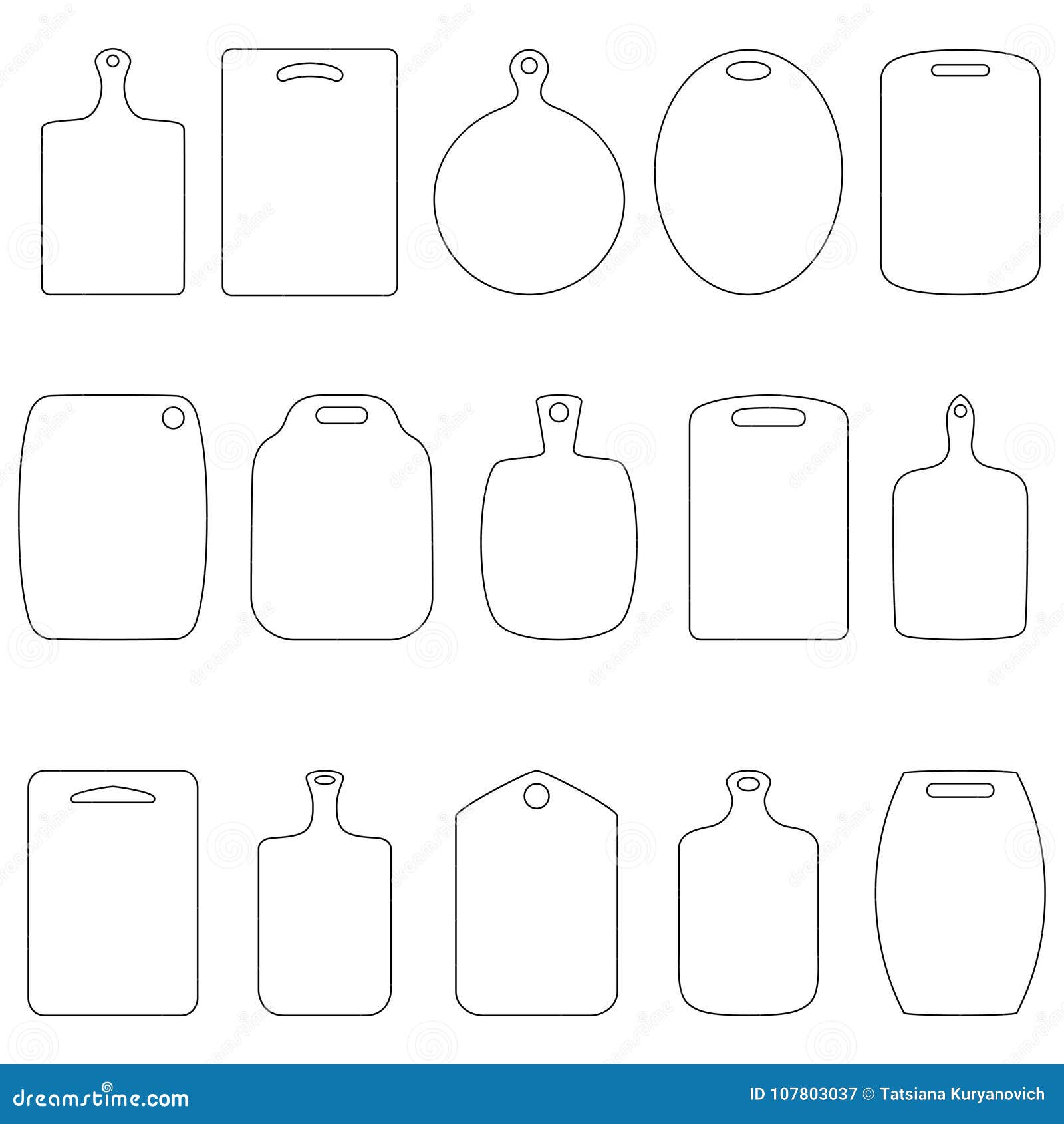 Set of Contours of Cutting Boards, Vector Illustration Stock Vector ...