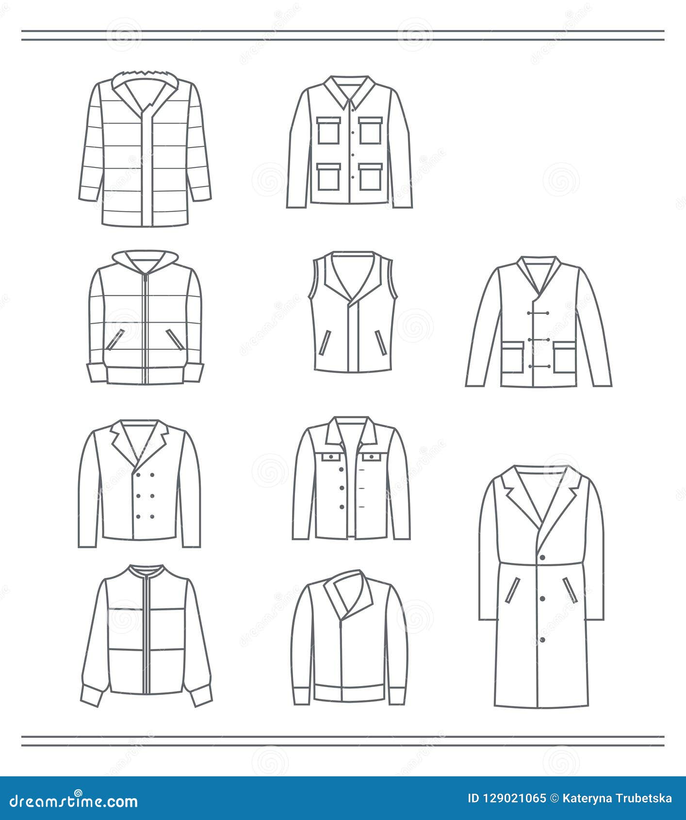 Set Of Contours Of Men`s Jackets Stock Vector - Illustration of ...