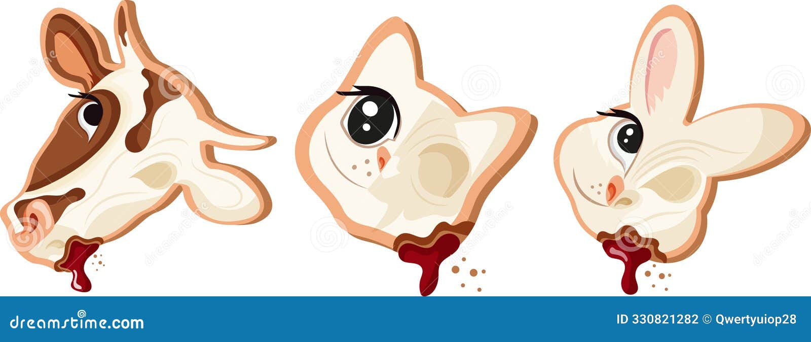 set with cookies with animal form