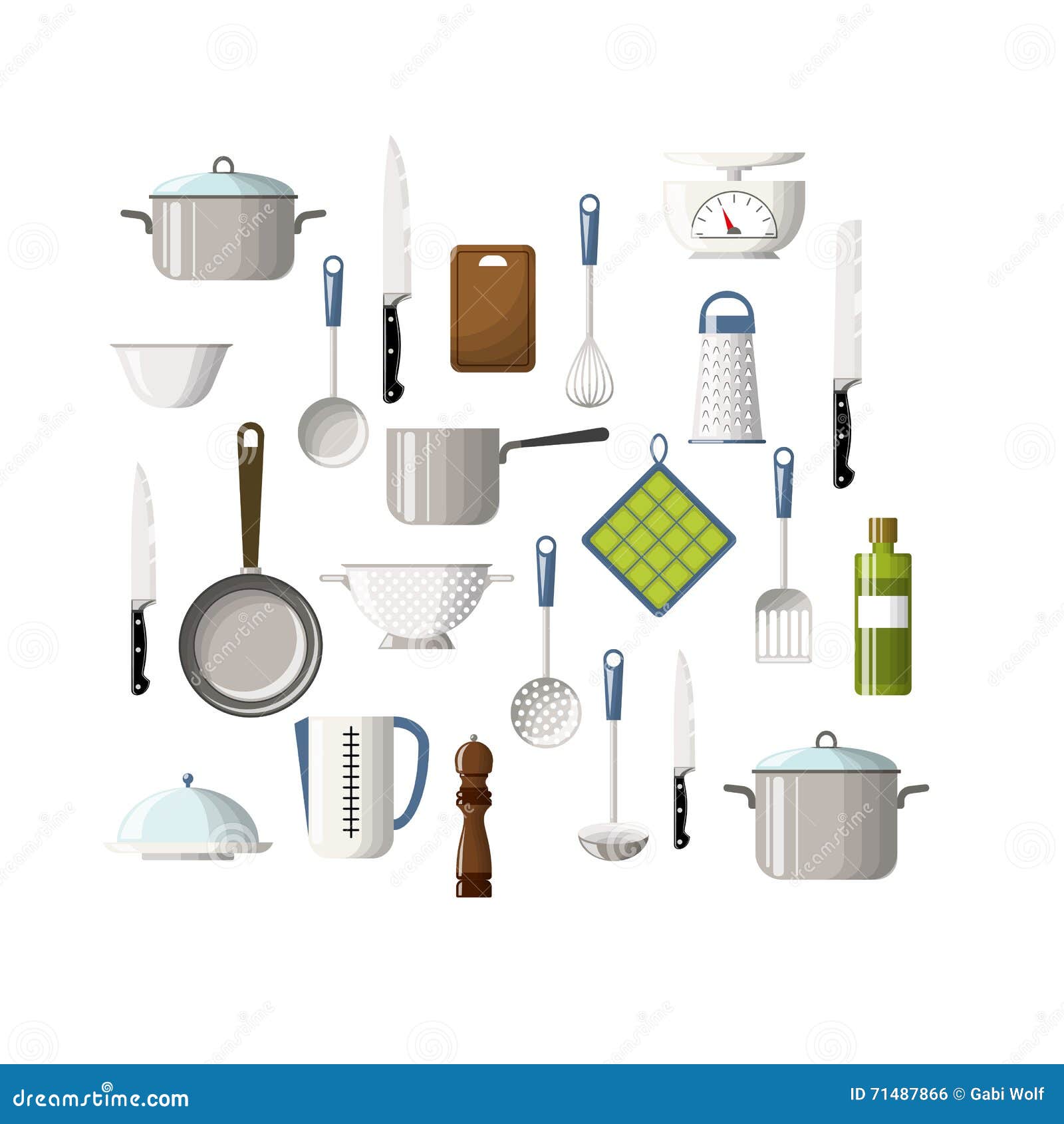 Set of cooking utensils stock vector. Illustration of scale 71487866