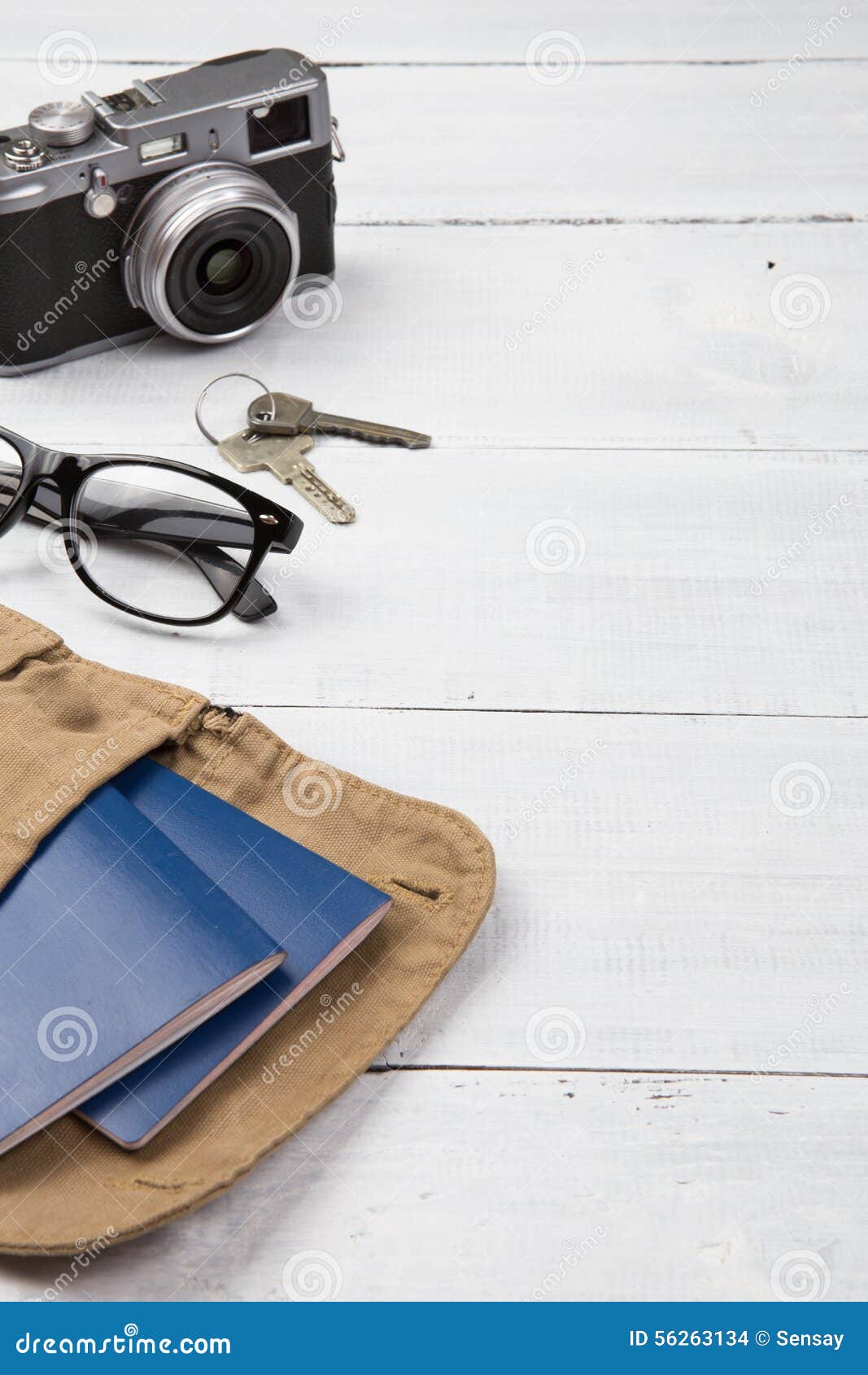 Set of Cool Travel Stuff on Wooden Table Stock Photo Image of modern