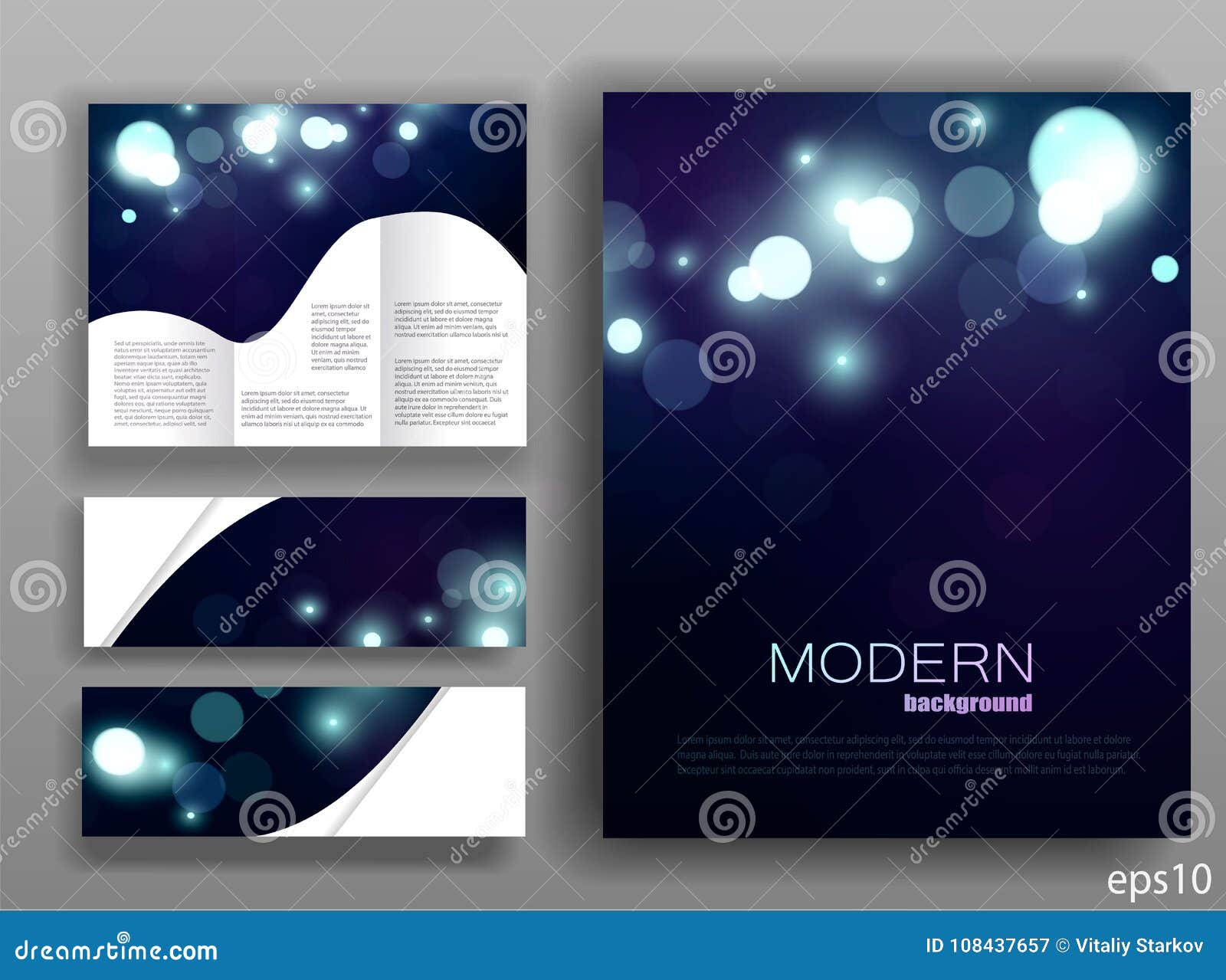 Set Of Corporate Bokeh Lights Templates Abstract Brochure