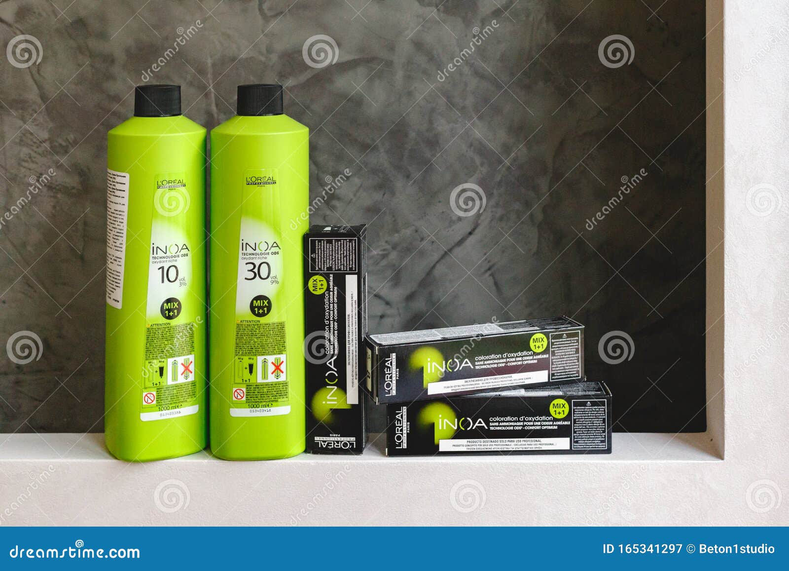 Set of Cosmetics for Hair Coloristics Inoa by L`oreal Professionnel Paris. Inoa  Loreal Oxidant Riche and Professional Hair Dye in Editorial Photography -  Image of cosmetics, editorial: 165341297