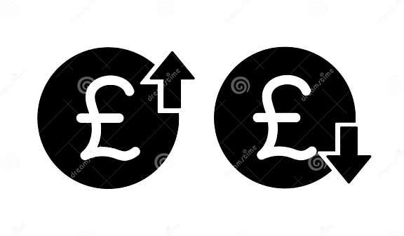 Set of Cost Symbol Pound Increase and Decrease Icon, Money, Pound Unit ...