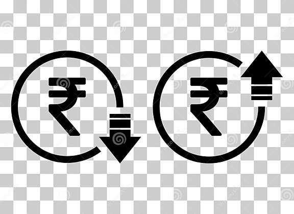 Set of Cost Symbol Rupee Increase and Decrease Icon. Money Vector ...