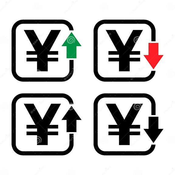 Set of Cost Symbol Yuan Increase and Decrease Icon. Money Vector Symbol ...
