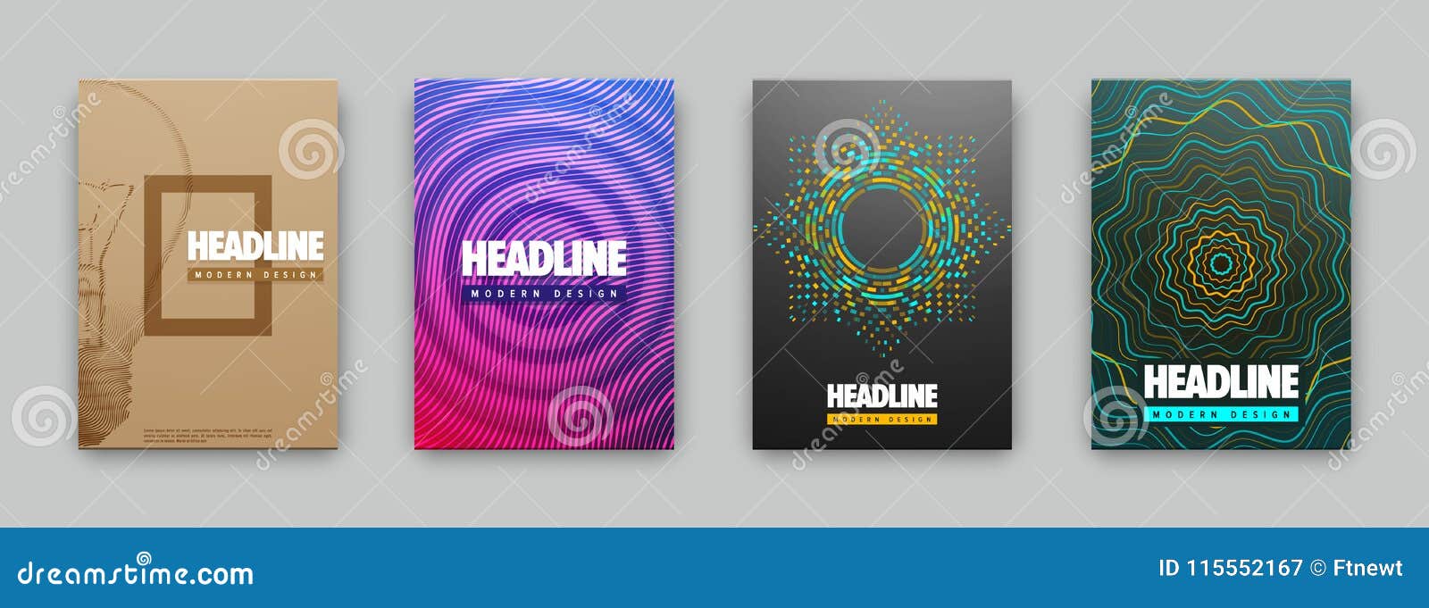 set of 4 covers with flat geometric pattern.