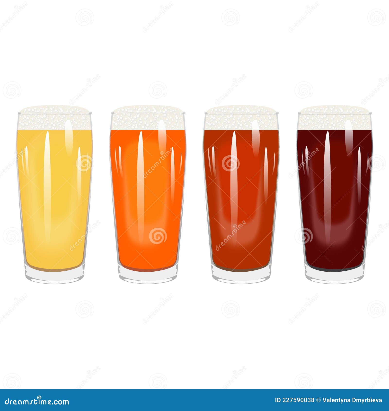 set with craft beer in willi becher glass for banners, flyers, posters, cards. light and dark beer, ale, and lager. beer