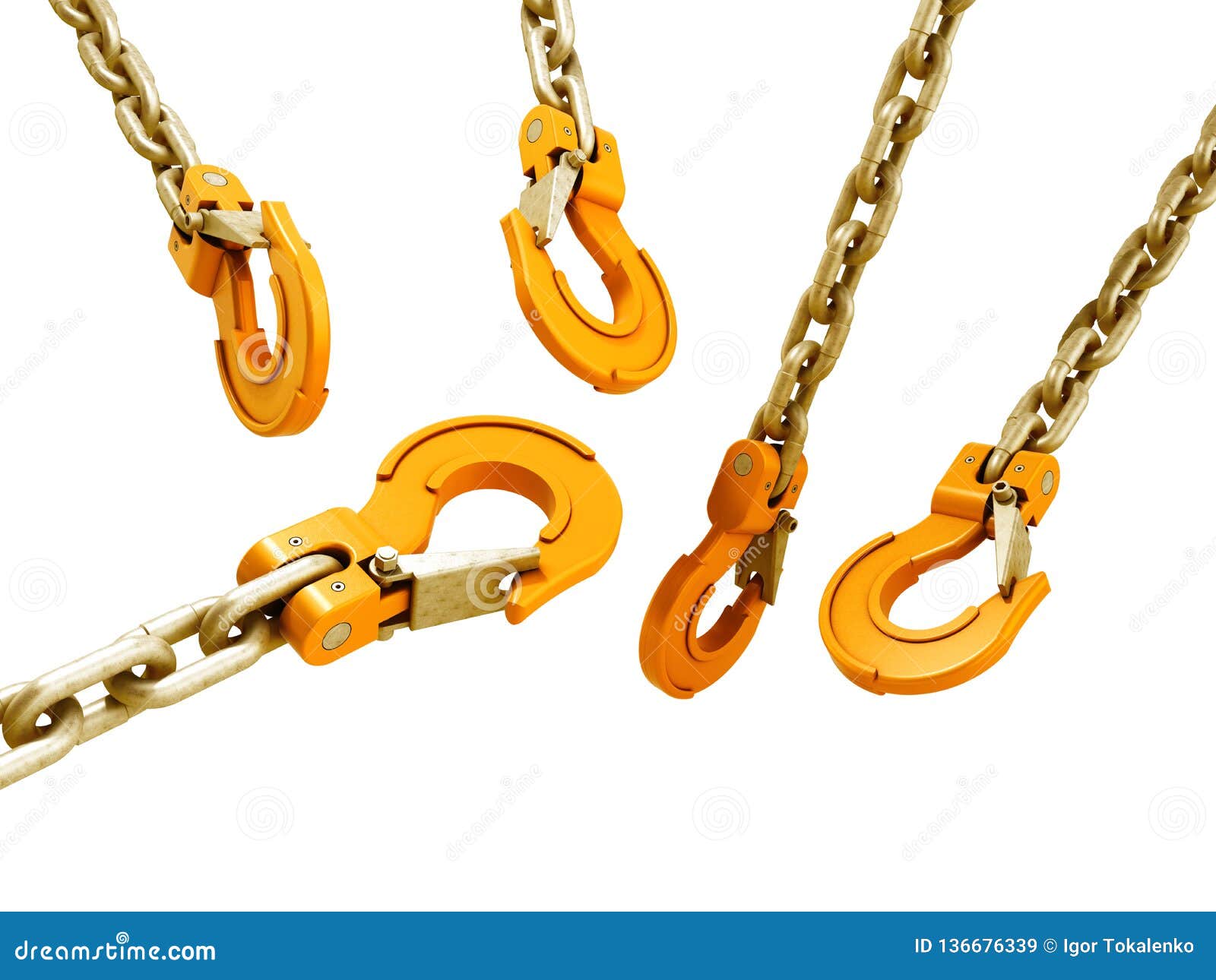 Set of Crane Hooks on White 3D Illustration Stock Illustration Illustration of hooks, work