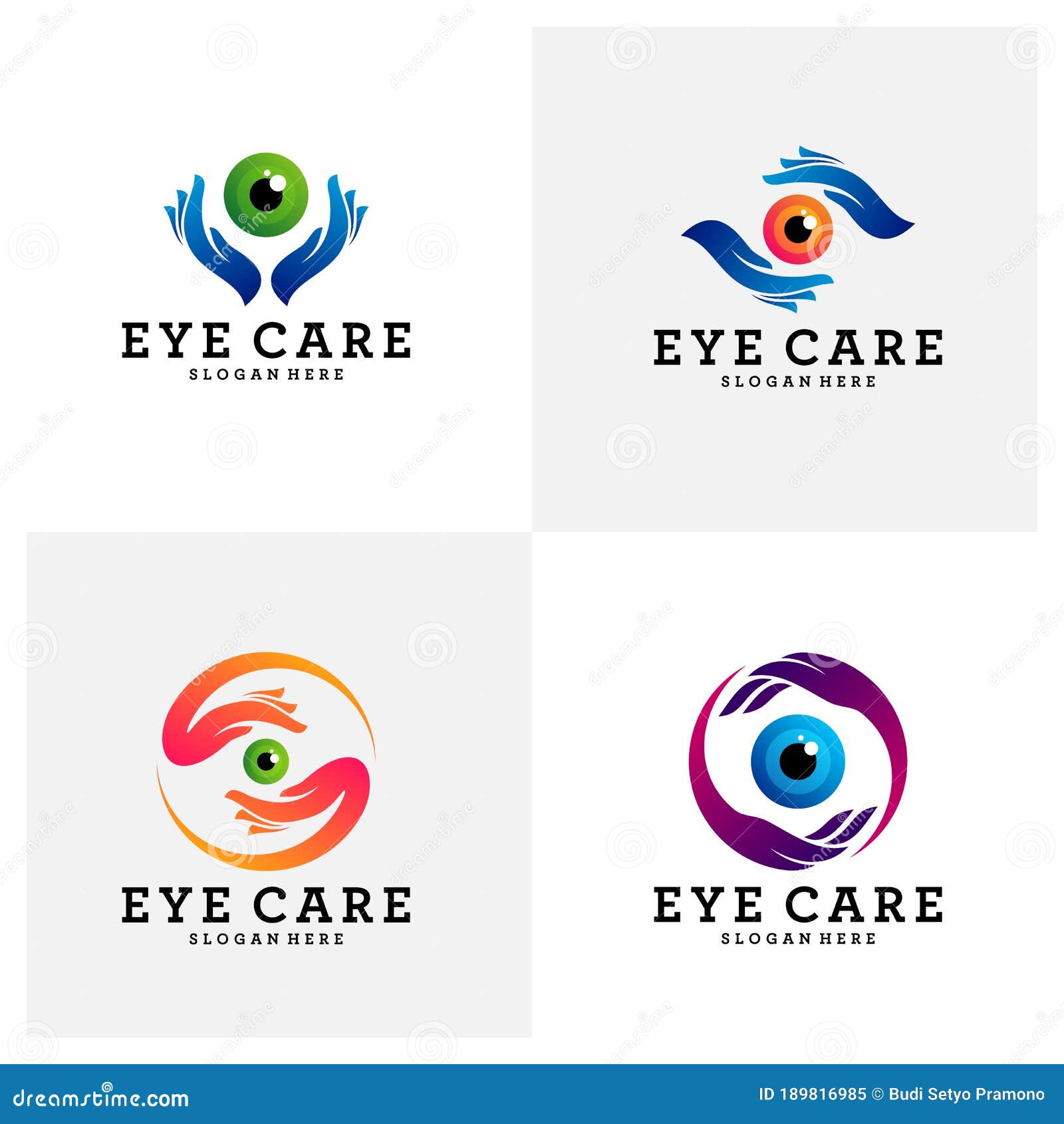 Set of Creative Care Eye Concept Logo Design Template, Eye Care Logo