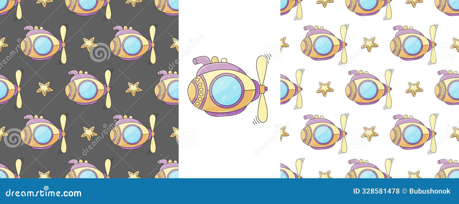 set creative marine seamless pattern. pattern in hand draw style, created for fabrics