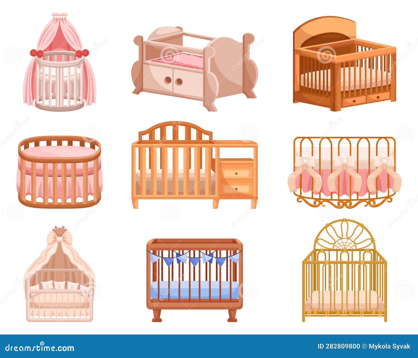 Set of Cribs, Comfortable and Safe Sleeping Spaces for Infants, Provide