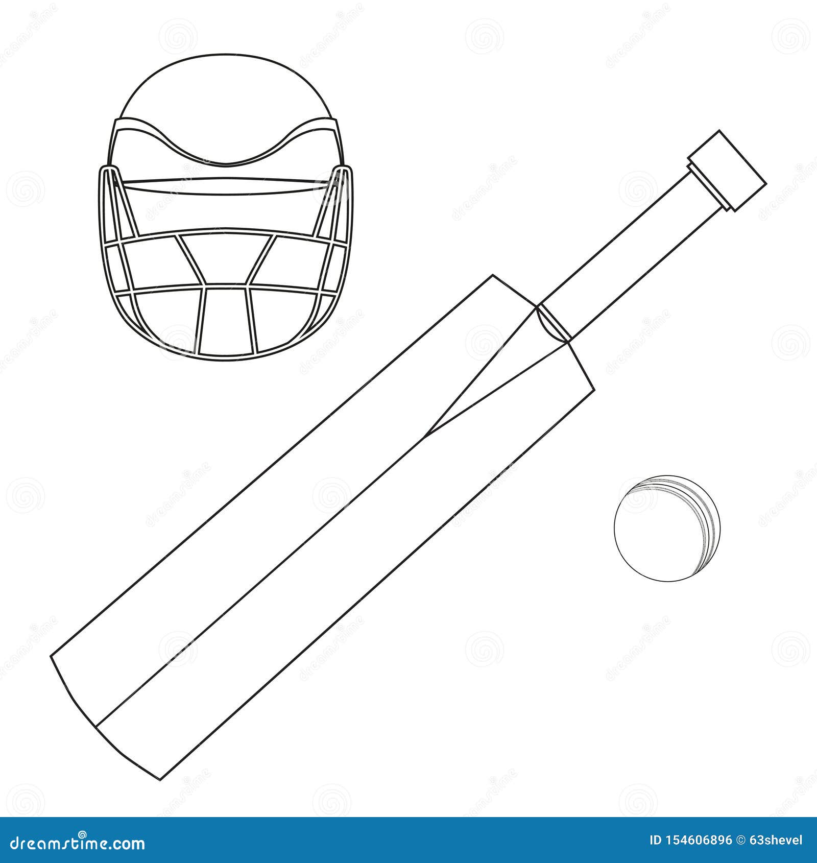 Set of Cricket Bat, Ball and Helmet. Black and White Linear Vector Illustration for Coloring Book Isolated on White Background. Stock Vector - Illustration of black, coloring: 154606896 Set of Cricket Bat, Ball and Helmet. Black and White Linear Vector Illustration for Coloring Book Isolated on White Background. Stock Vector - Illustration of black, coloring: 154606896