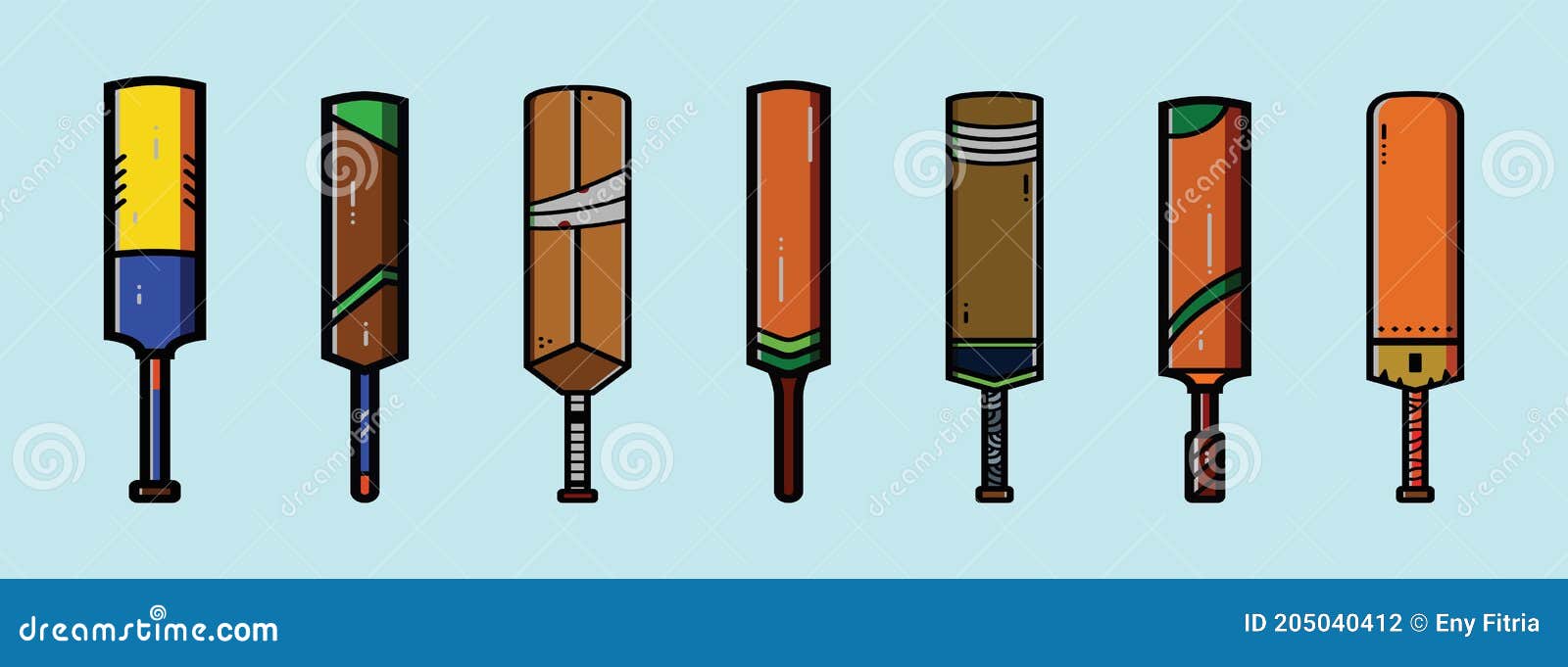 Set of Cricket Bat Cartoon Icon Design Template with Various Models. Vector Illustration Isolated on Blue Background Stock Vector - Illustration of shiny, sign: 205040412 Set of Cricket Bat Cartoon Icon Design Template with Various Models. Vector Illustration Isolated on Blue Background Stock Vector - Illustration of shiny, sign: 205040412