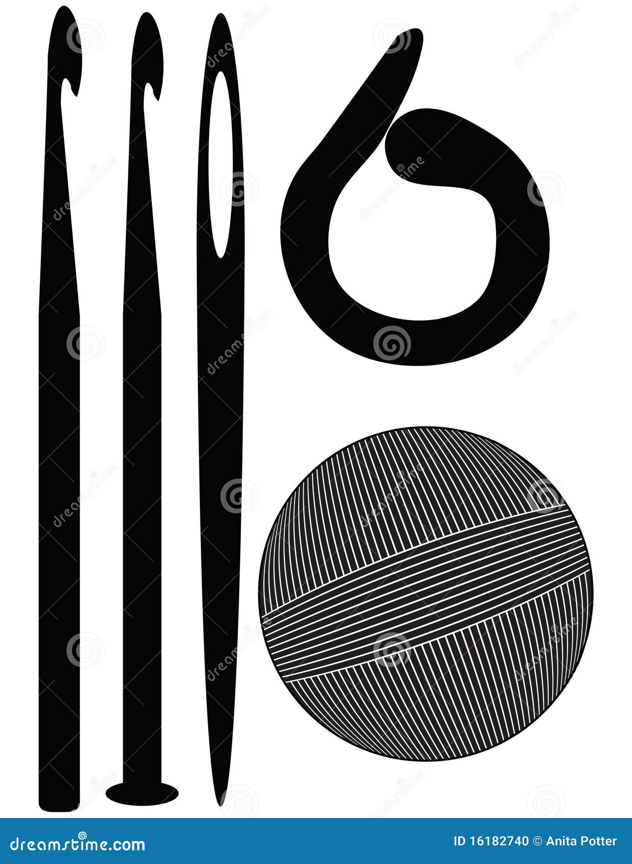 Set of Crochet Silhouettes stock vector. Illustration of hook 16182740