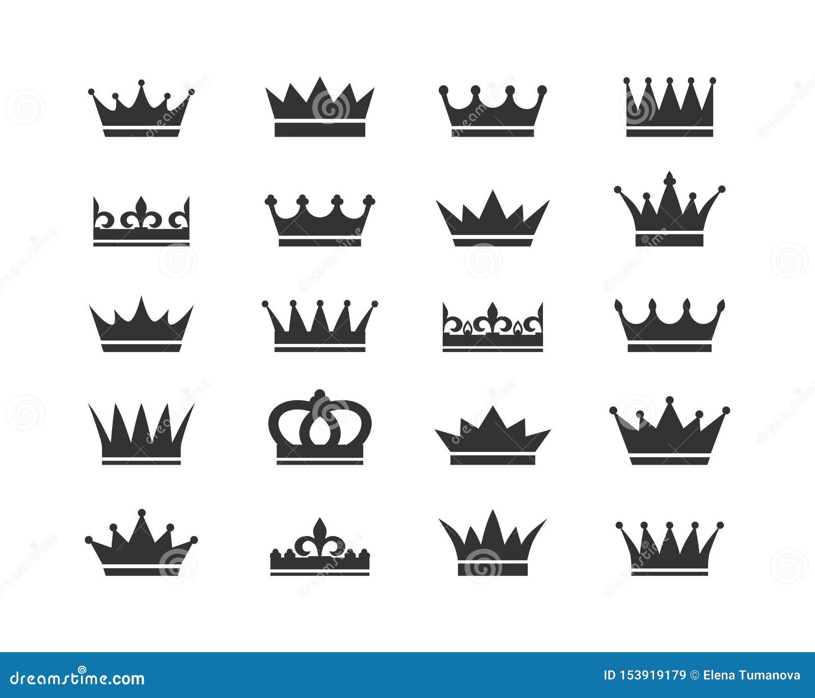 Set of Crown Icons. Collection of Crown Awards for Winners, Champions ...