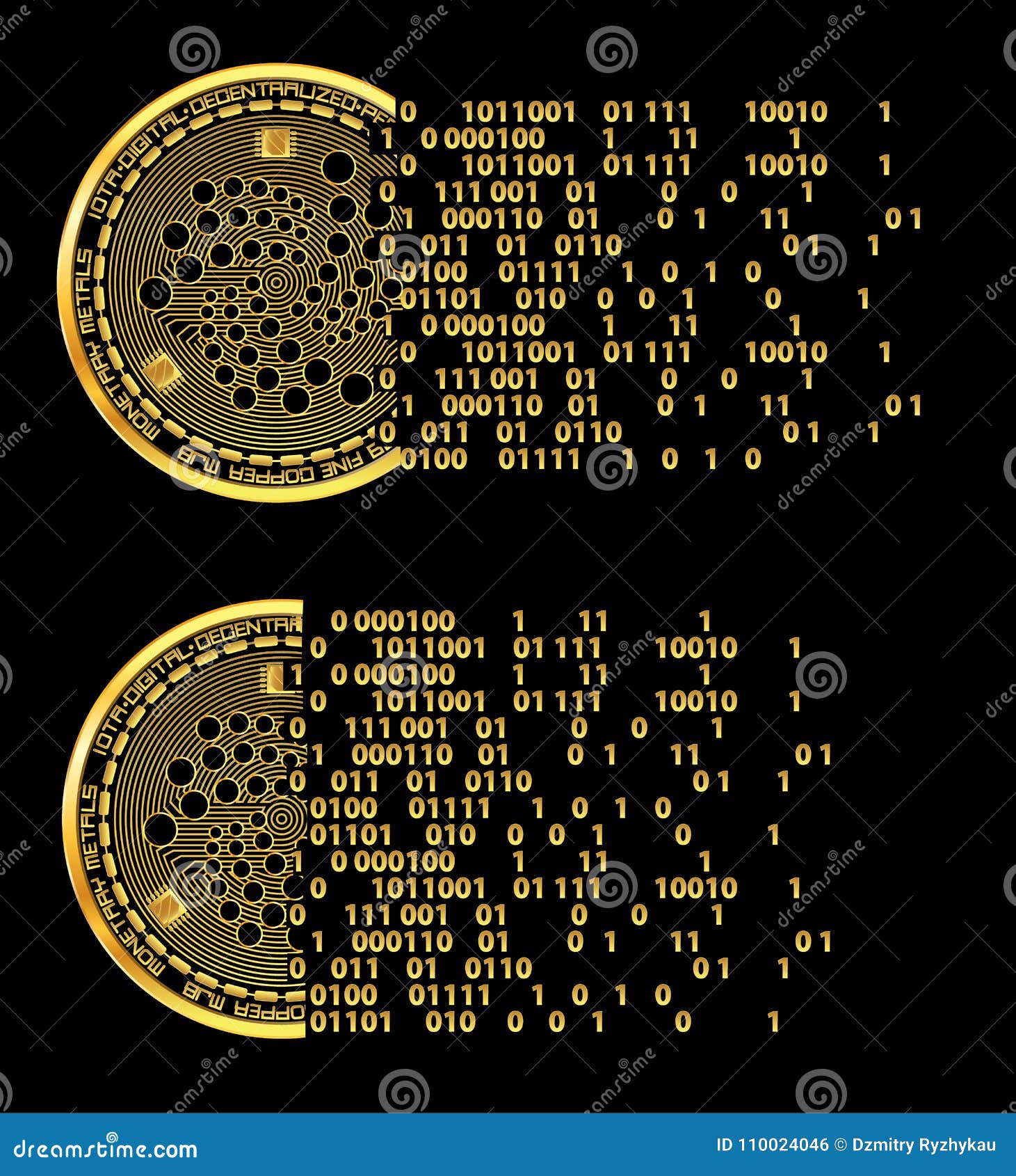 Set Of Crypto Currency Iota Golden Symbols Stock Vector ...