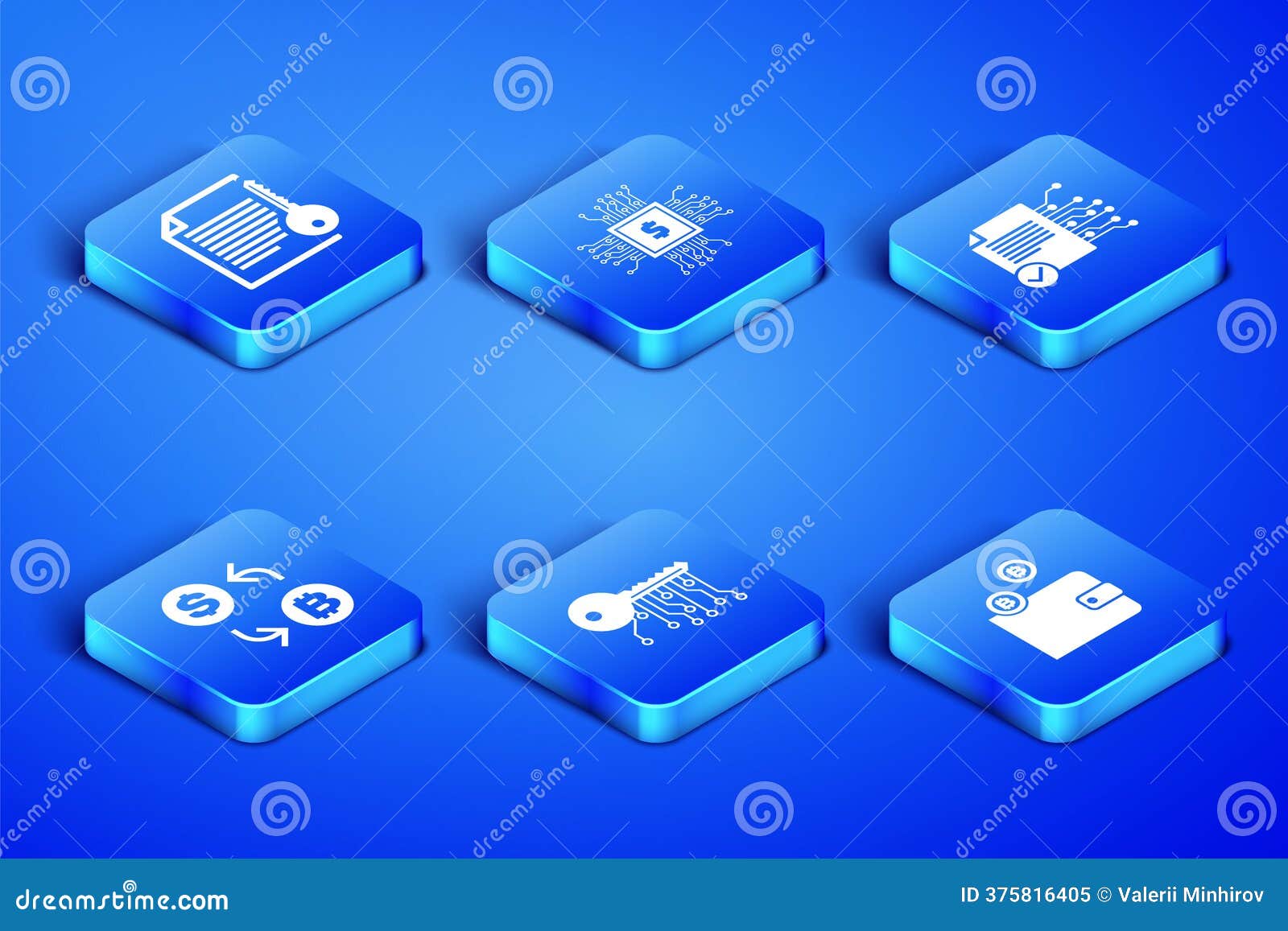 Set Cryptocurrency Wallet, Smart Contract, Key, Exchange, Processor Chip  with Dollar and Icon. Vector Stock Illustration - Illustration of crypto,  white: 375816405