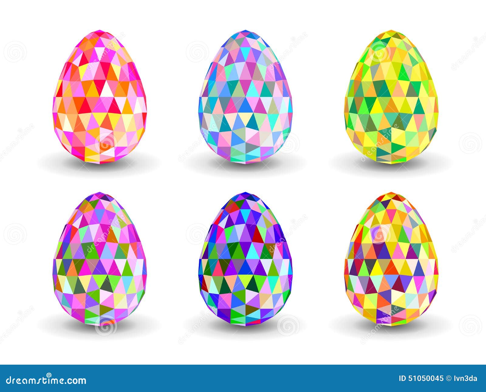 Set of Crystal Colorful Easter Eggs. Stock Vector - Illustration of