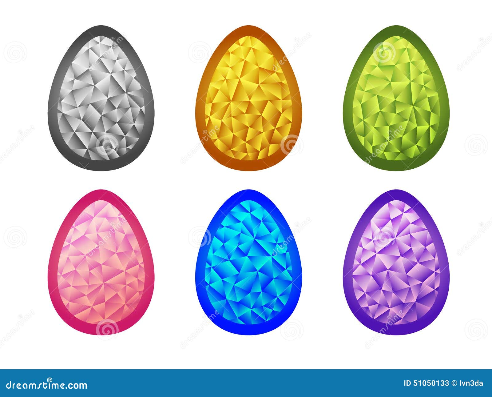 Set of Crystal Colorful Easter Eggs. Stock Vector - Illustration of