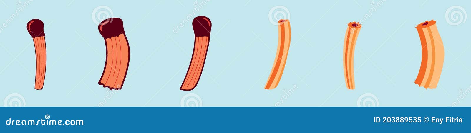 set of curro or spanish desert food cartoon icon  template with various models.    on blue