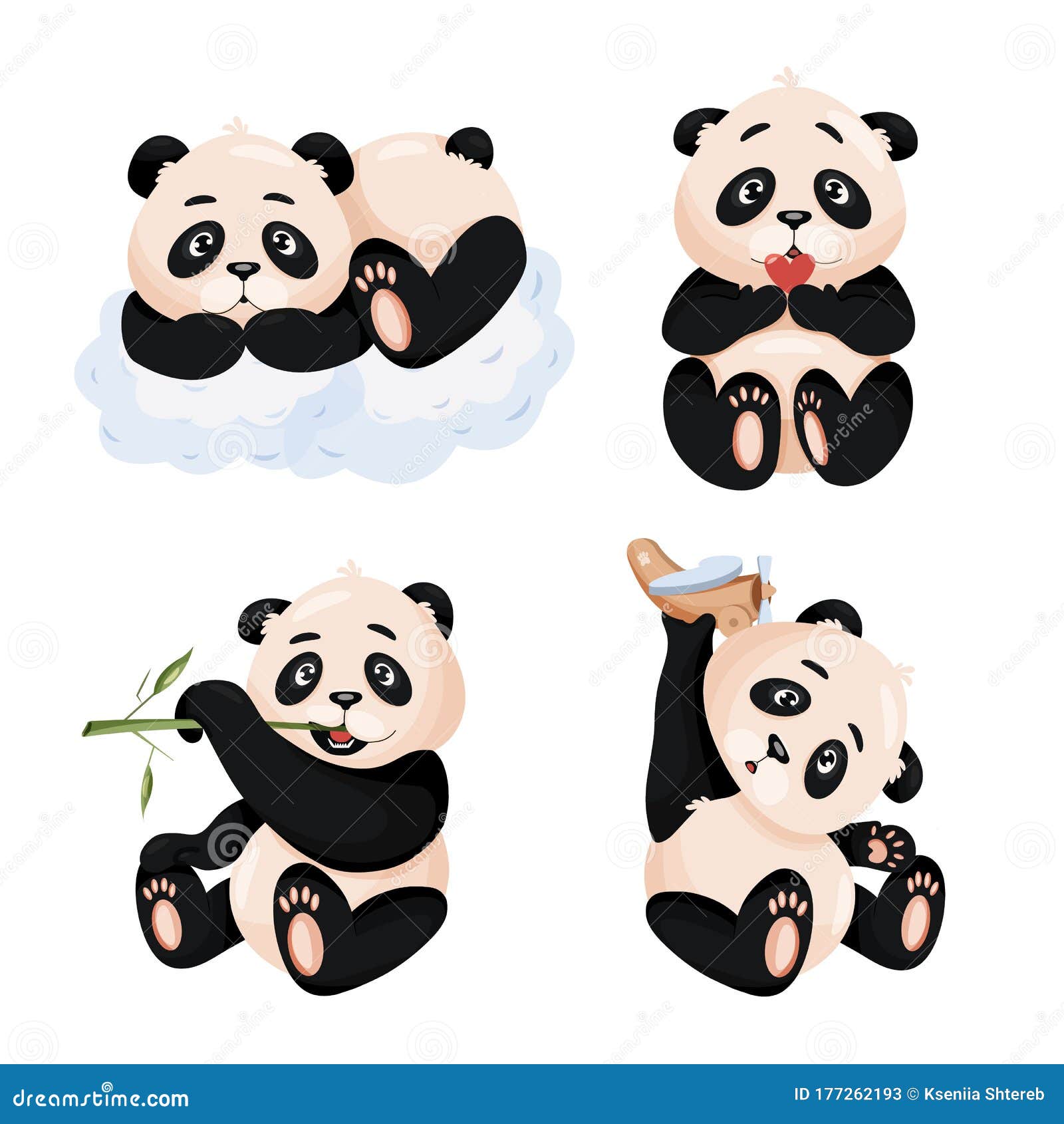 Set of cute baby pandas. stock vector. Illustration of celebration -  177262193