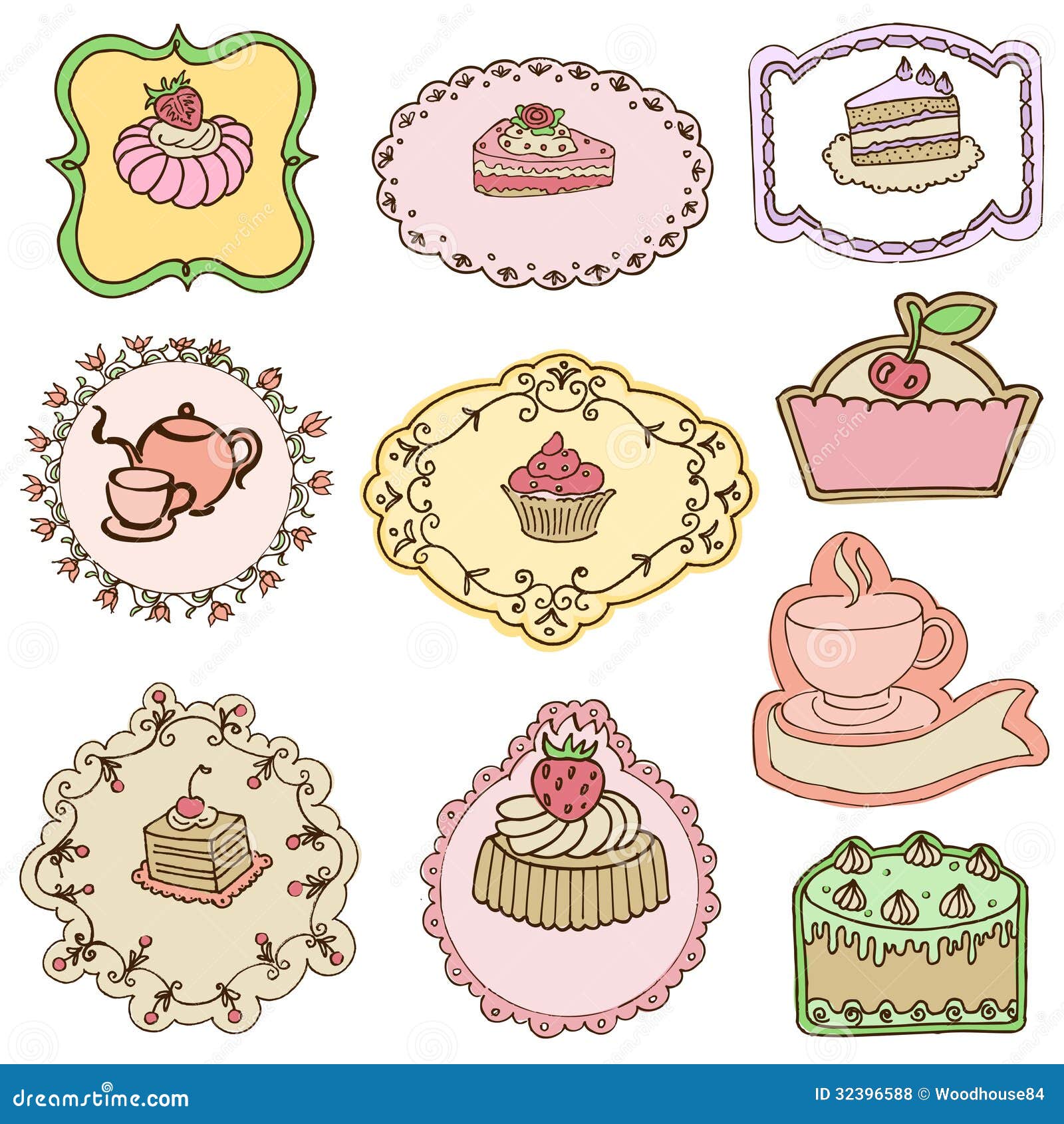 Set of Cute Cake Tags stock vector. Illustration of cooking 32396588
