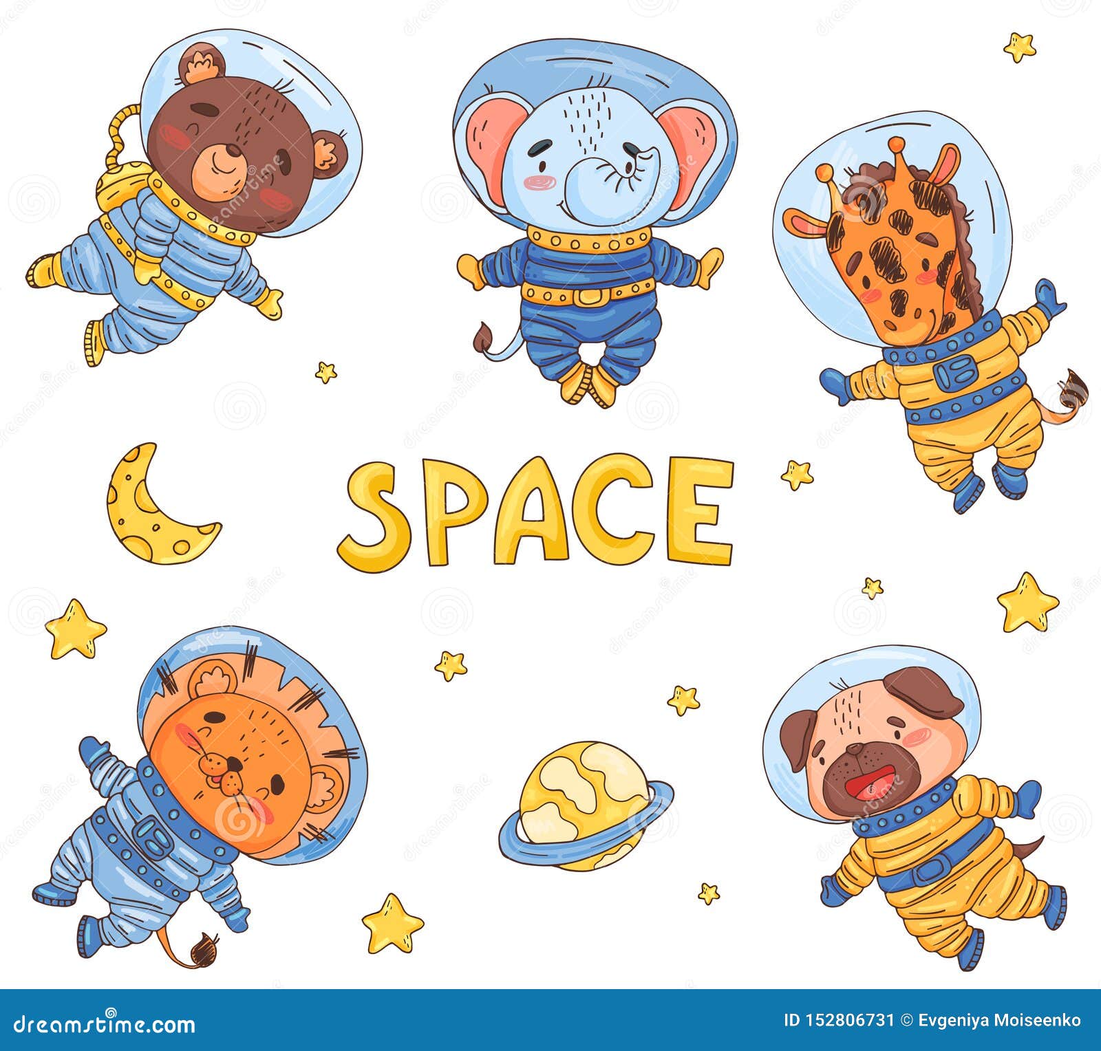 Set of Cute Cartoon Animals Astronaut in Space Stock Illustration - Illustration of isolated, kids: 152806731 Set of Cute Cartoon Animals Astronaut in Space Stock Illustration - Illustration of isolated, kids: 152806731
