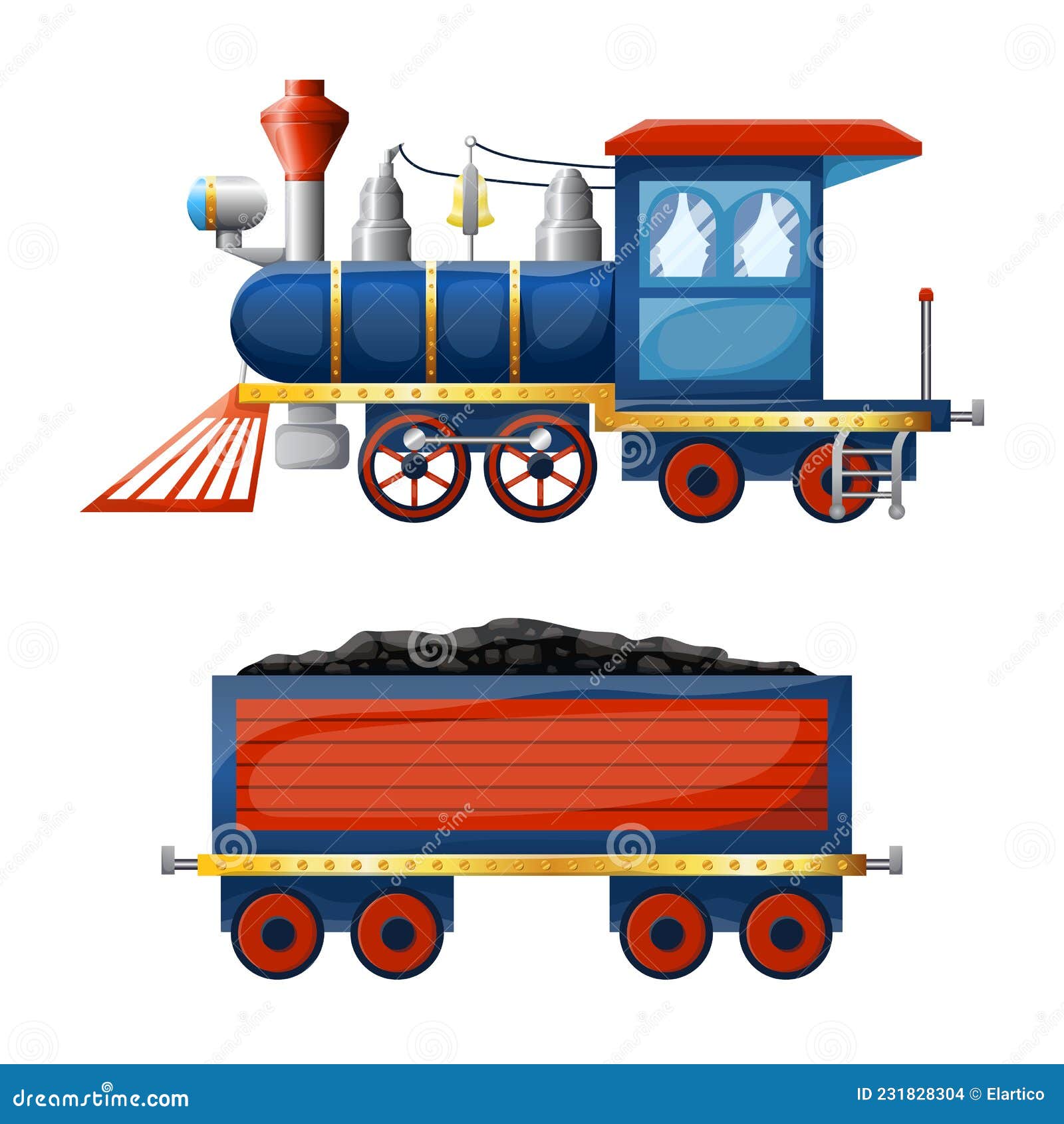 Premium AI Image  Colorful train with a red engine. cartoon colorful train  with a red engine on a white background royalty free illustration