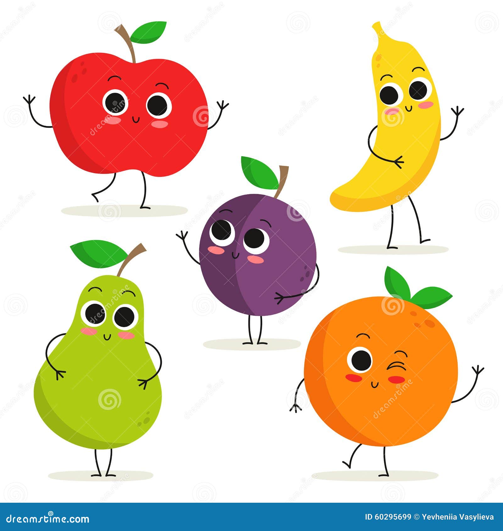 Set of 5 Cute Cartoon Fruit Characters on White Stock Vector - Illustration of collection, pear: 60295699 Set of 5 Cute Cartoon Fruit Characters on White Stock Vector - Illustration of collection, pear: 60295699
