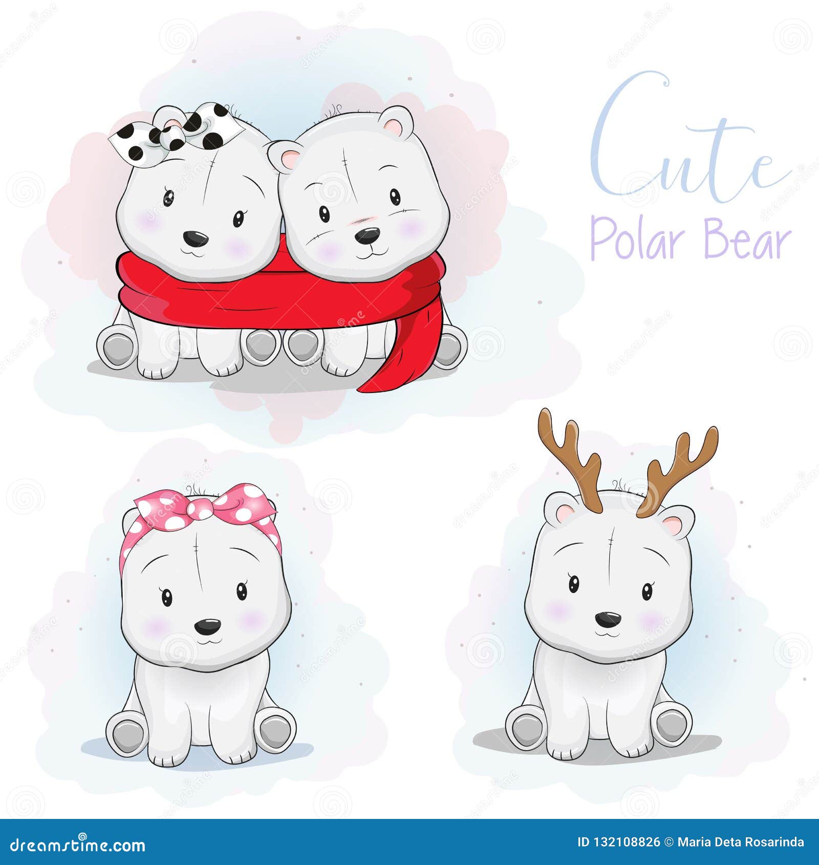 Set Cute Polar Bear Stickers Various Stock Vector (Royalty Free