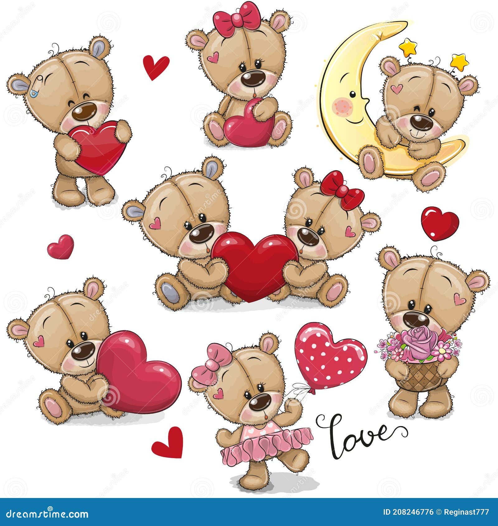 set of cute cartoon teddy bear