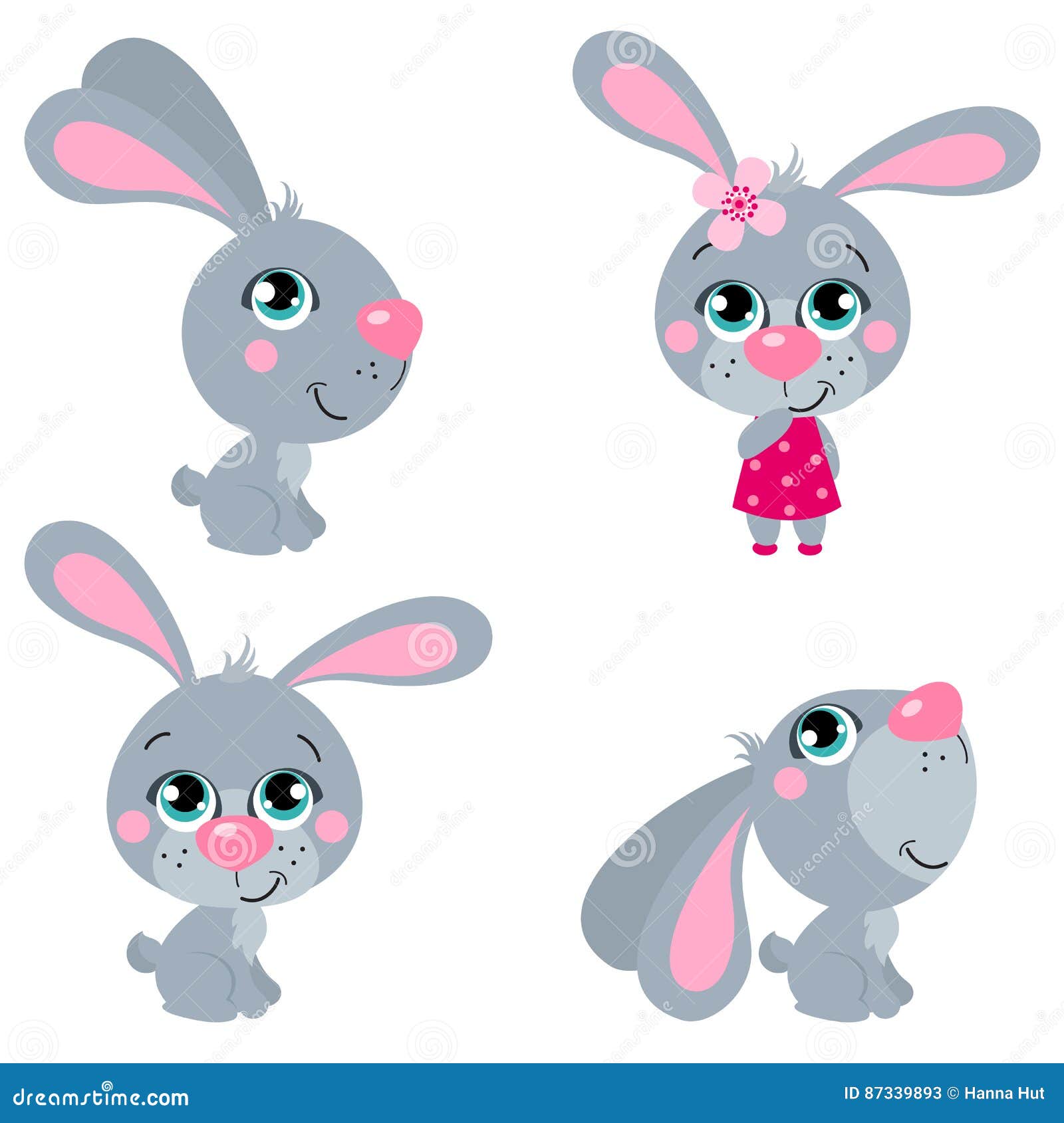 set of cute cartoons easter rabbits. suitable for easter .