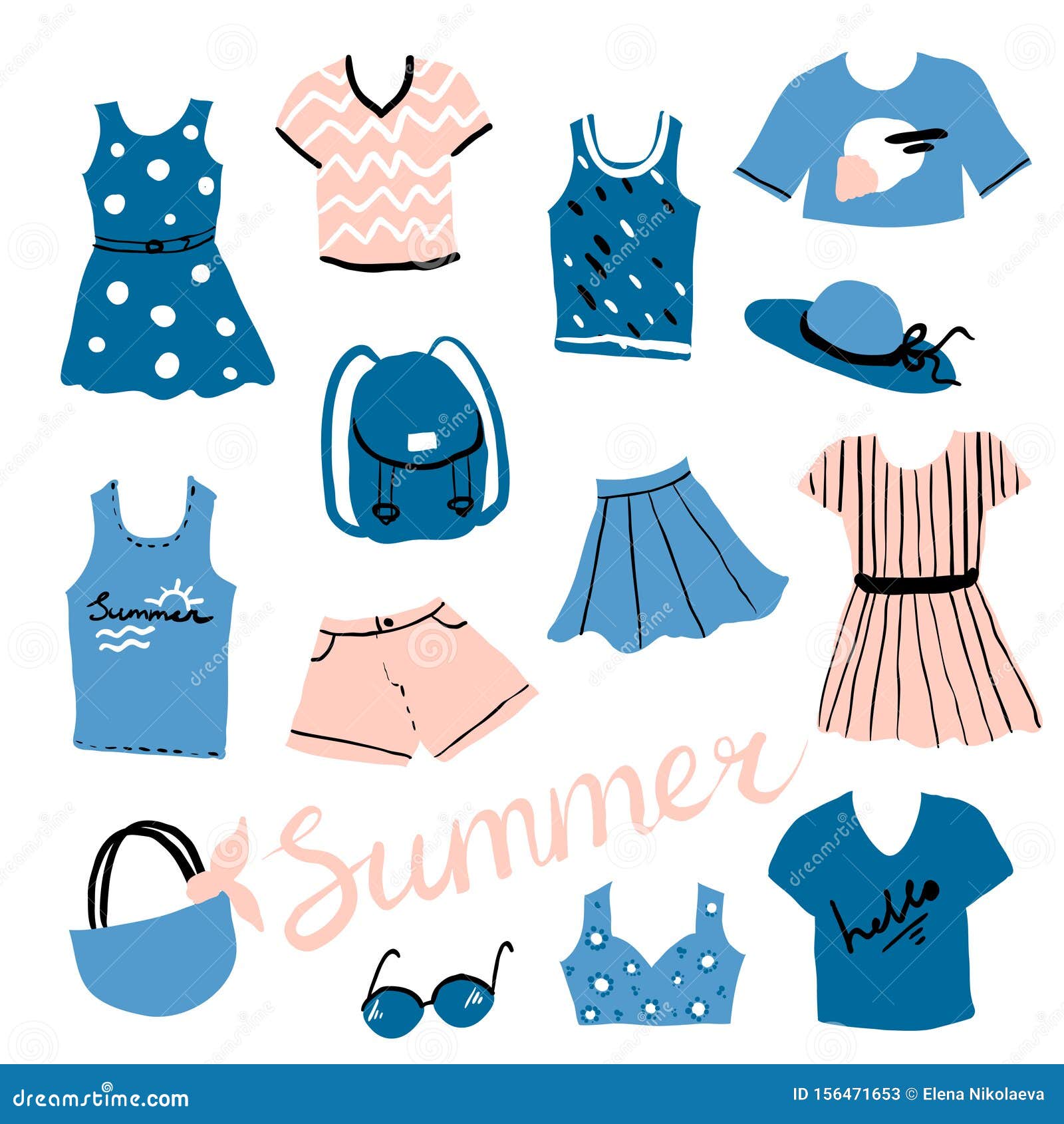 Set of Cute Clothes and Accessories Stock Vector - Illustration of ...