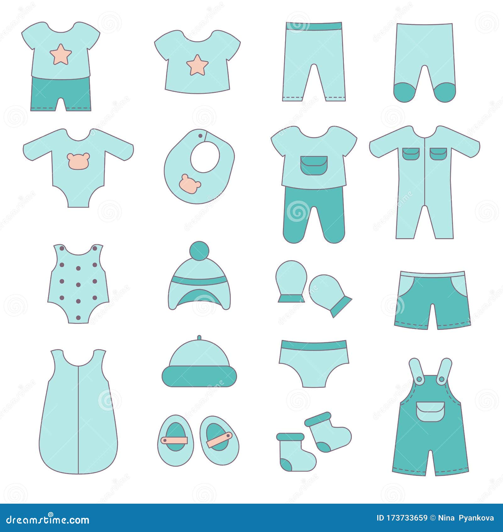 Set of Cute Clothes for Baby Girl Stock Vector - Illustration of ...