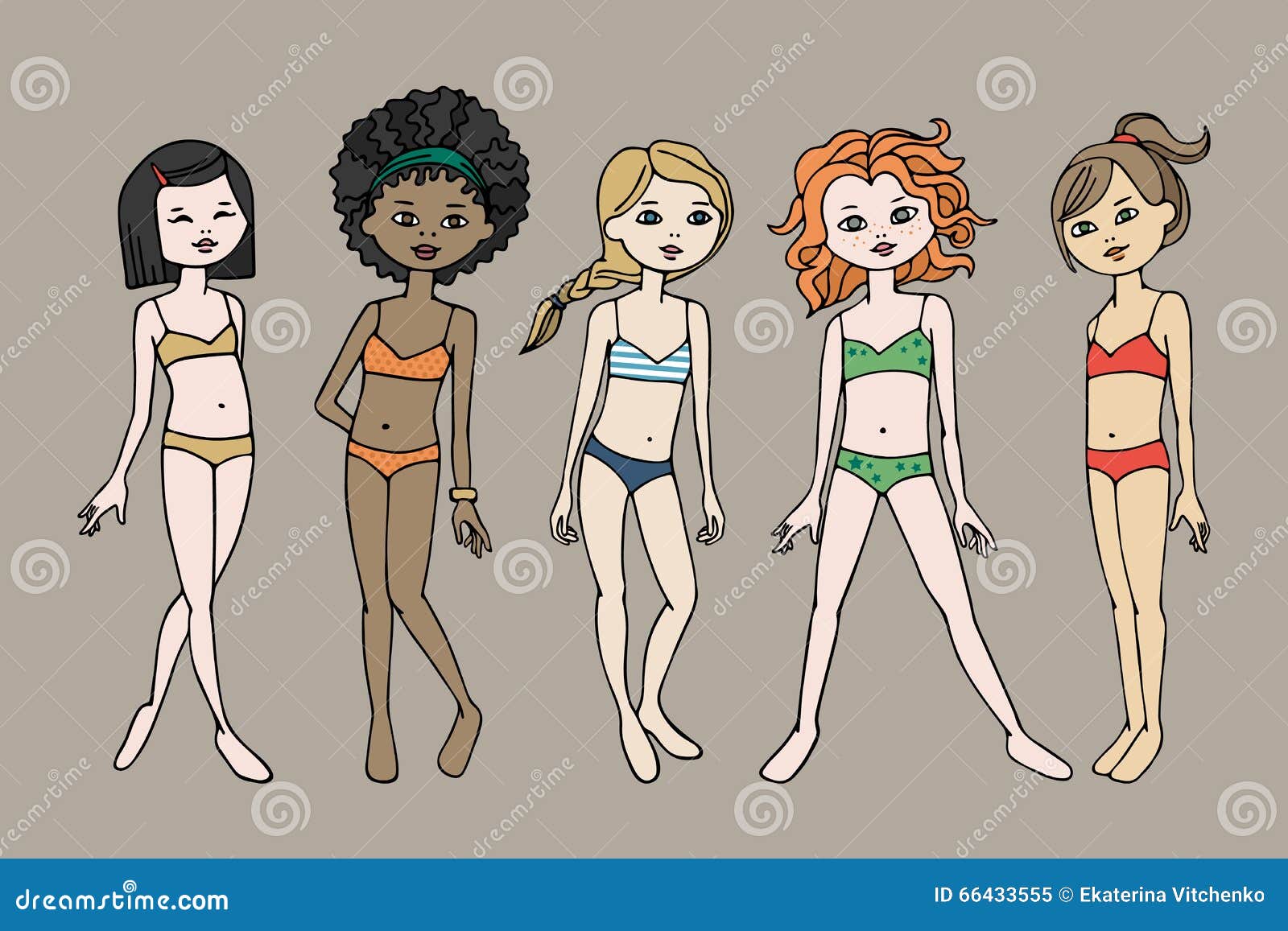 Set of Cute Dress Up Paper Doll Teen Girls Stock Vector - Illustration of  sketch, clothes: 66433555