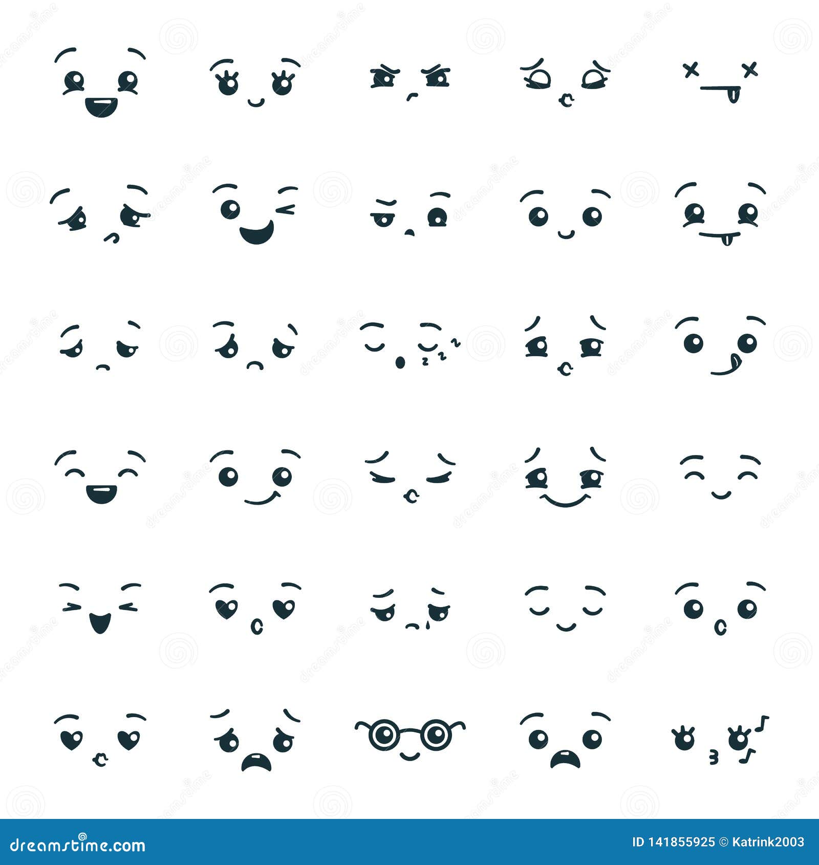 Set of Cute Kawaii Emoticons Emoji. Expression Faces in the Style of Japanese Anime, Manga Stock Vector - Illustration of element, kiss: 141855925 Set of Cute Kawaii Emoticons Emoji. Expression Faces in the Style of Japanese Anime, Manga Stock Vector - Illustration of element, kiss: 141855925