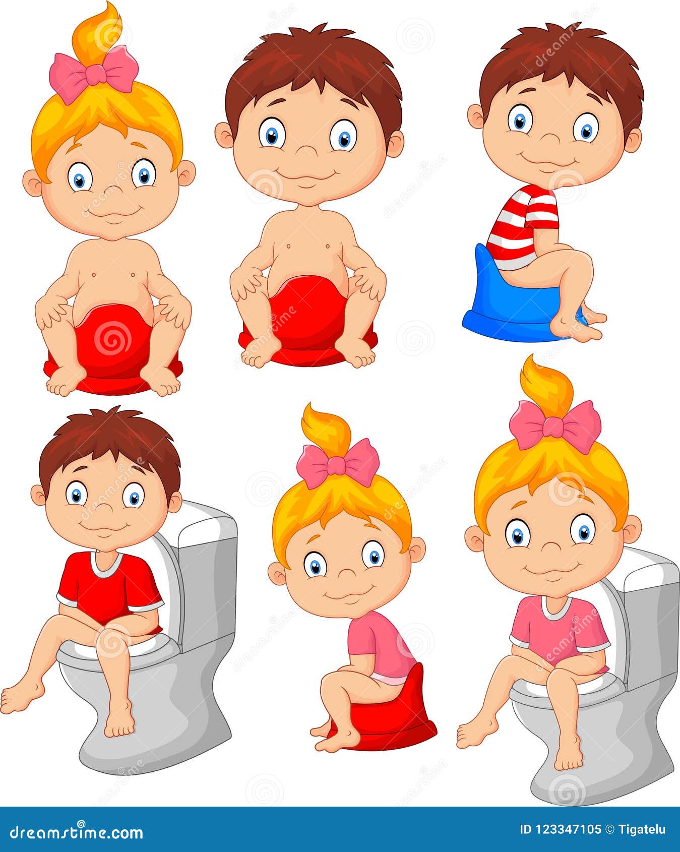 Set of Cute Little Babies Sitting on the Potty Stock Vector - Illustration  of female, childhood: 123347105, image size:1349x1690