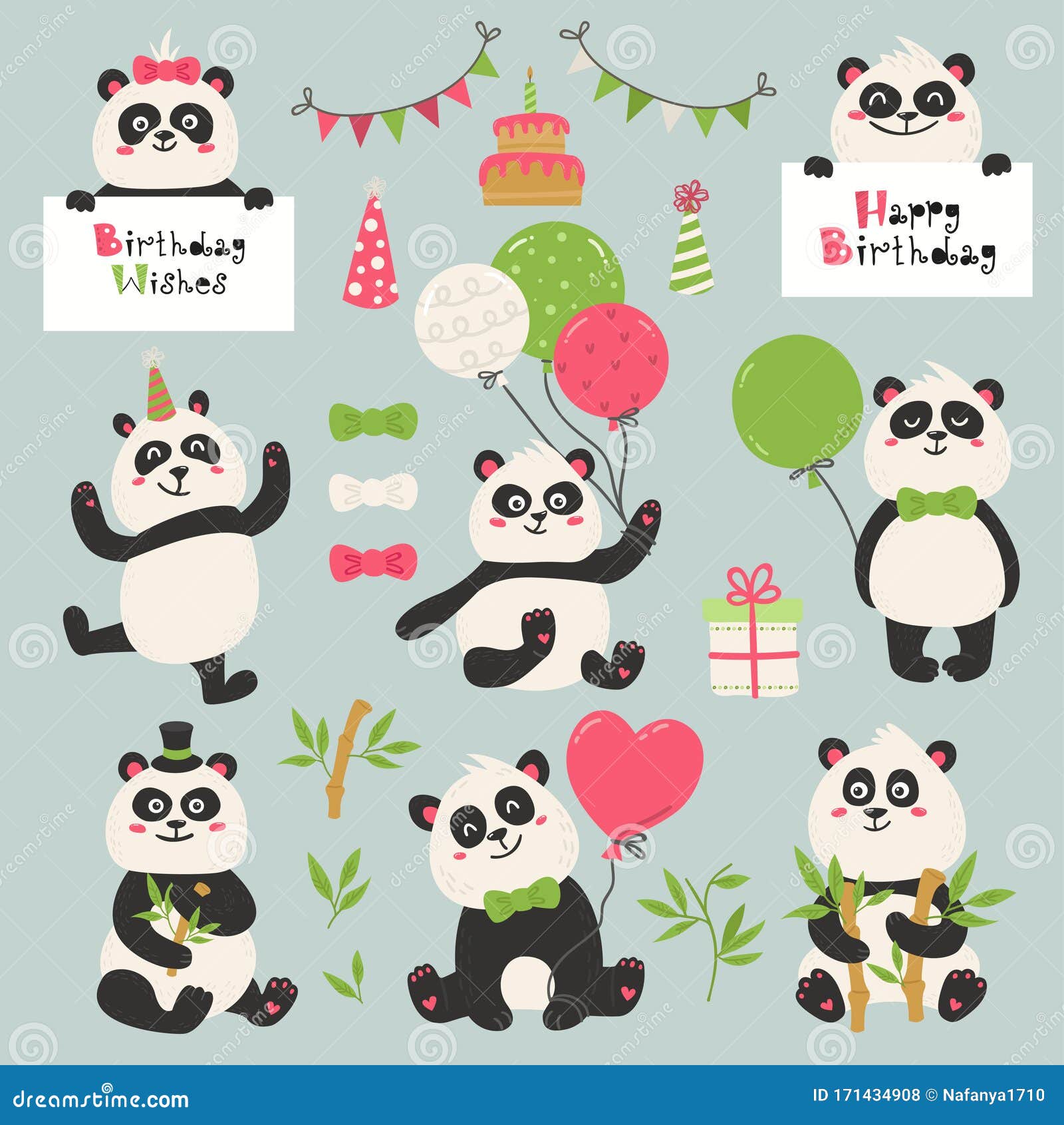 Set of cute panda bears stock vector. Illustration of bear - 171434908