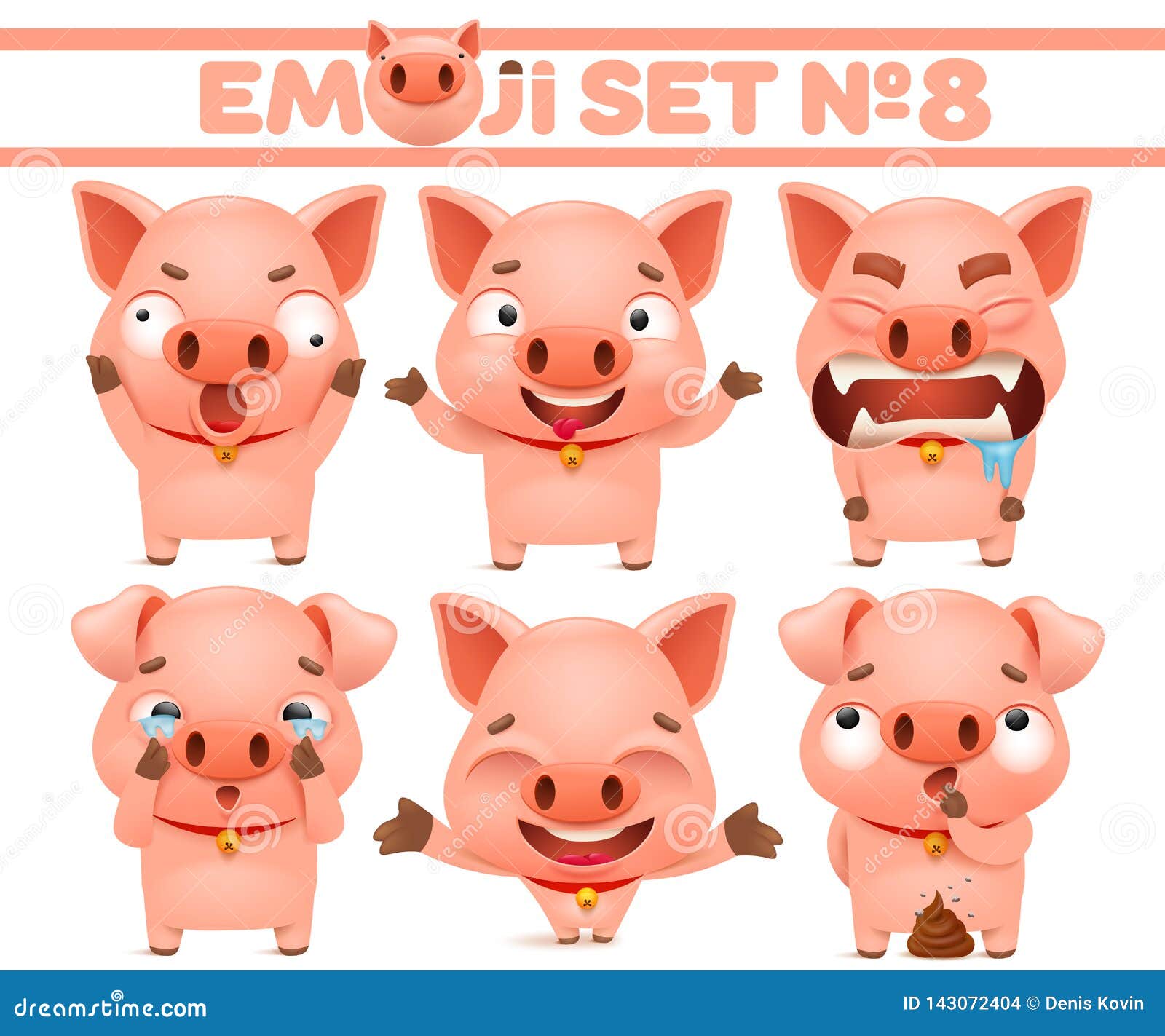 Set of Cute Pig Cartoon Emoticon Characters in Various Emotions Stock Illustration - Illustration of smile, piglet: 143072404 Set of Cute Pig Cartoon Emoticon Characters in Various Emotions Stock Illustration - Illustration of smile, piglet: 143072404