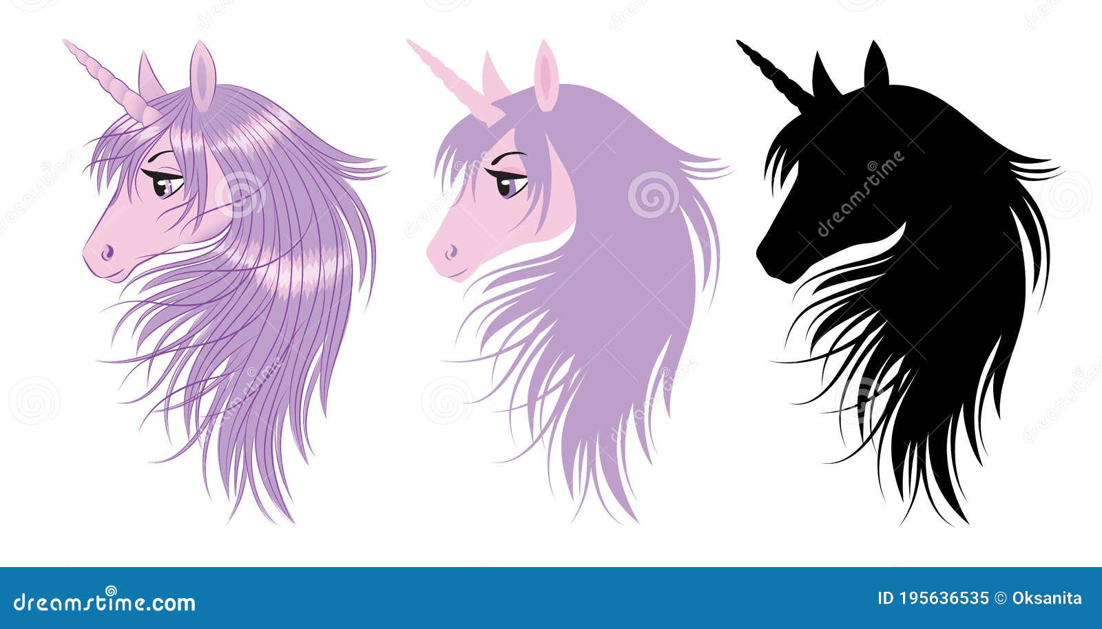 Set of Cute Pink Unicorn with a Purple Hair. Silhouette of Head of a Unicorn Stock Vector - Illustration of pink, mythology: 195636535 Set of Cute Pink Unicorn with a Purple Hair. Silhouette of Head of a Unicorn Stock Vector - Illustration of pink, mythology: 195636535