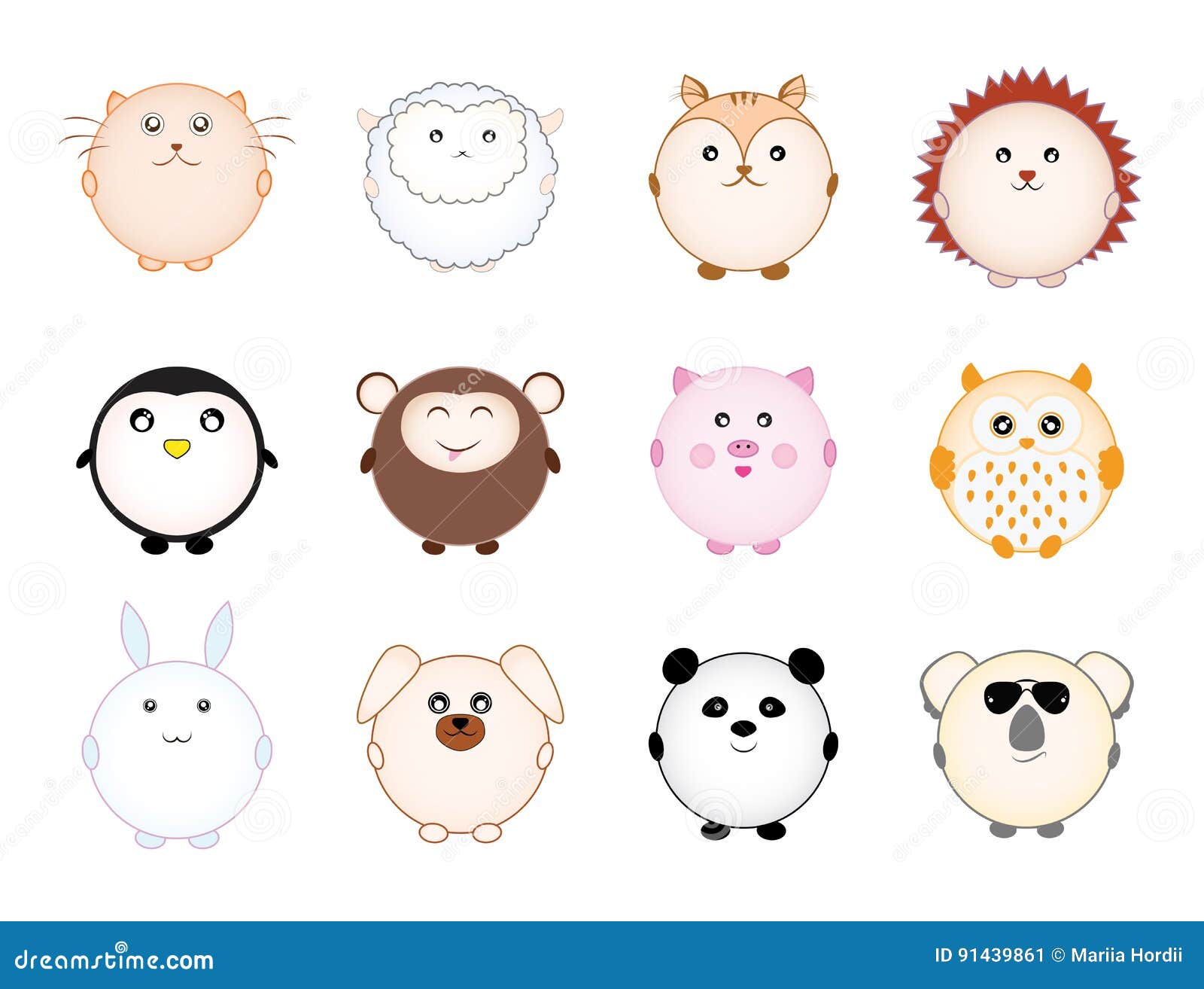 Set of Cute Round Cartoon Animals Stock Vector - Illustration of farm, happy: 91439861 Set of Cute Round Cartoon Animals Stock Vector - Illustration of farm, happy: 91439861