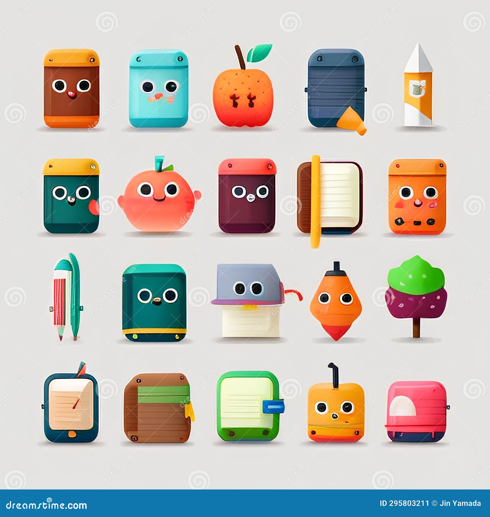 Set of Cute School Supplies. Vector Illustration in a Flat Style Stock