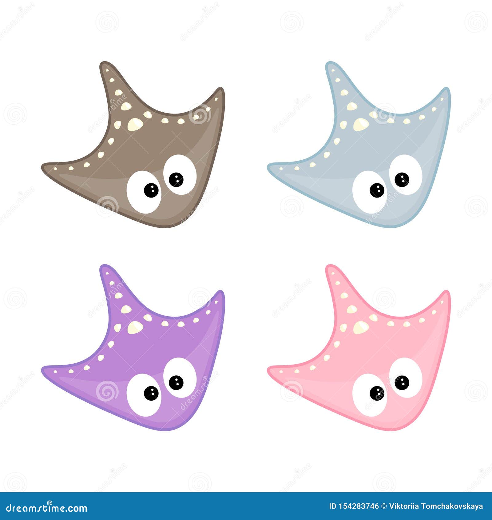 Download Set Cute Vector Colored Stingray For Kids. Underwater ...