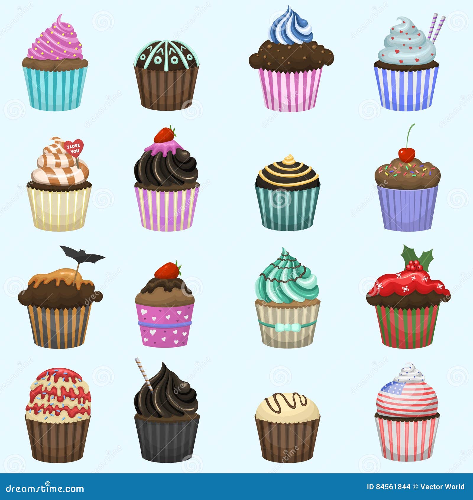 Two chocolate cupcakes or muffins with decoration Vector Image