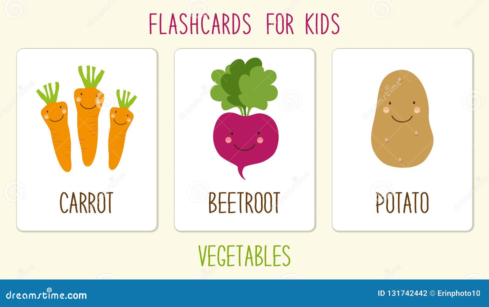 Set of Cute Vegetables Kids Education Illustration Stock Vector ...